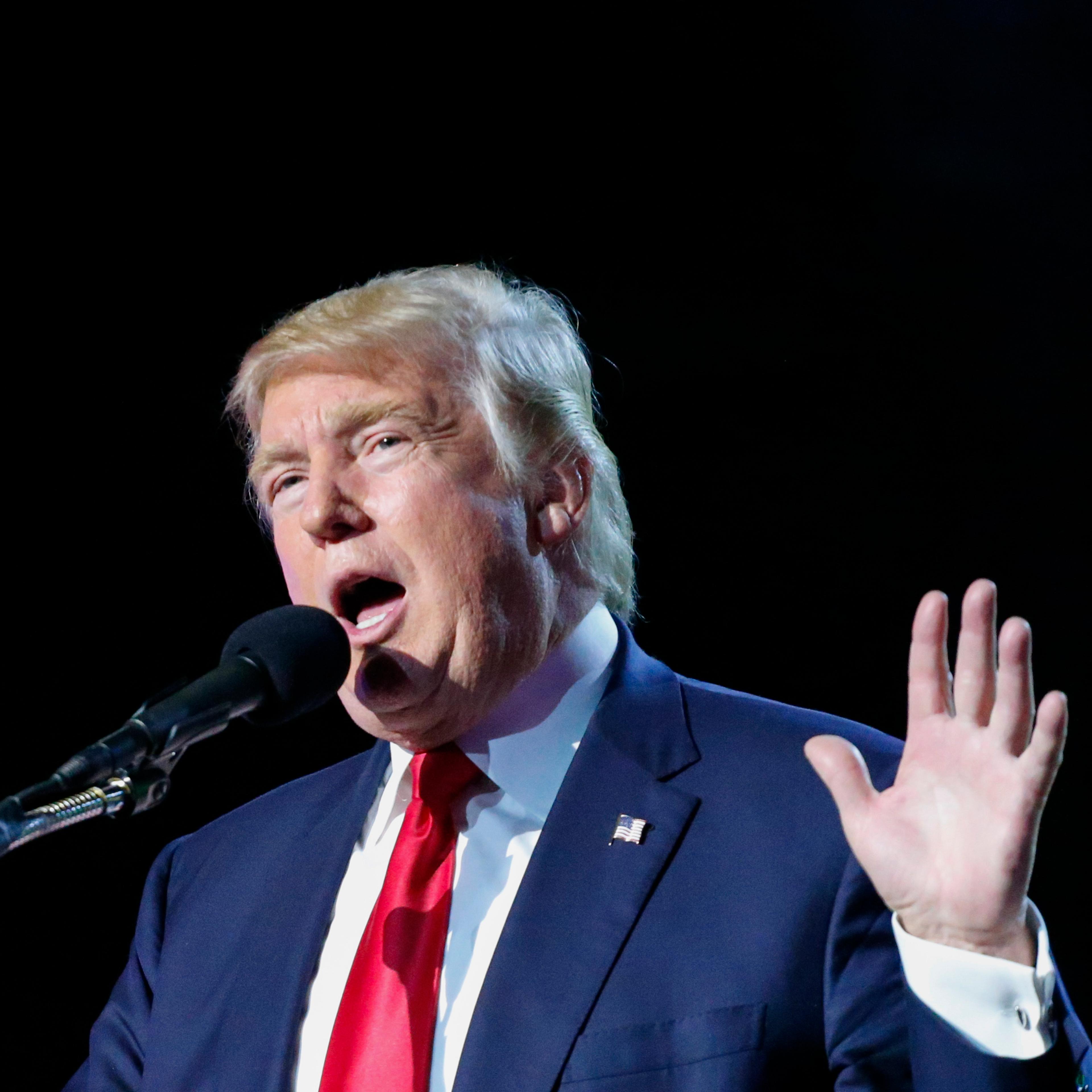 Republican presidential candidate Donald Trump speaks at the Republican Hindu Coalition's Humanity United Against Terror Charity event at the New Jersey Convention & Expo Center in Edison, N.J., on Oct. 15, 2016.