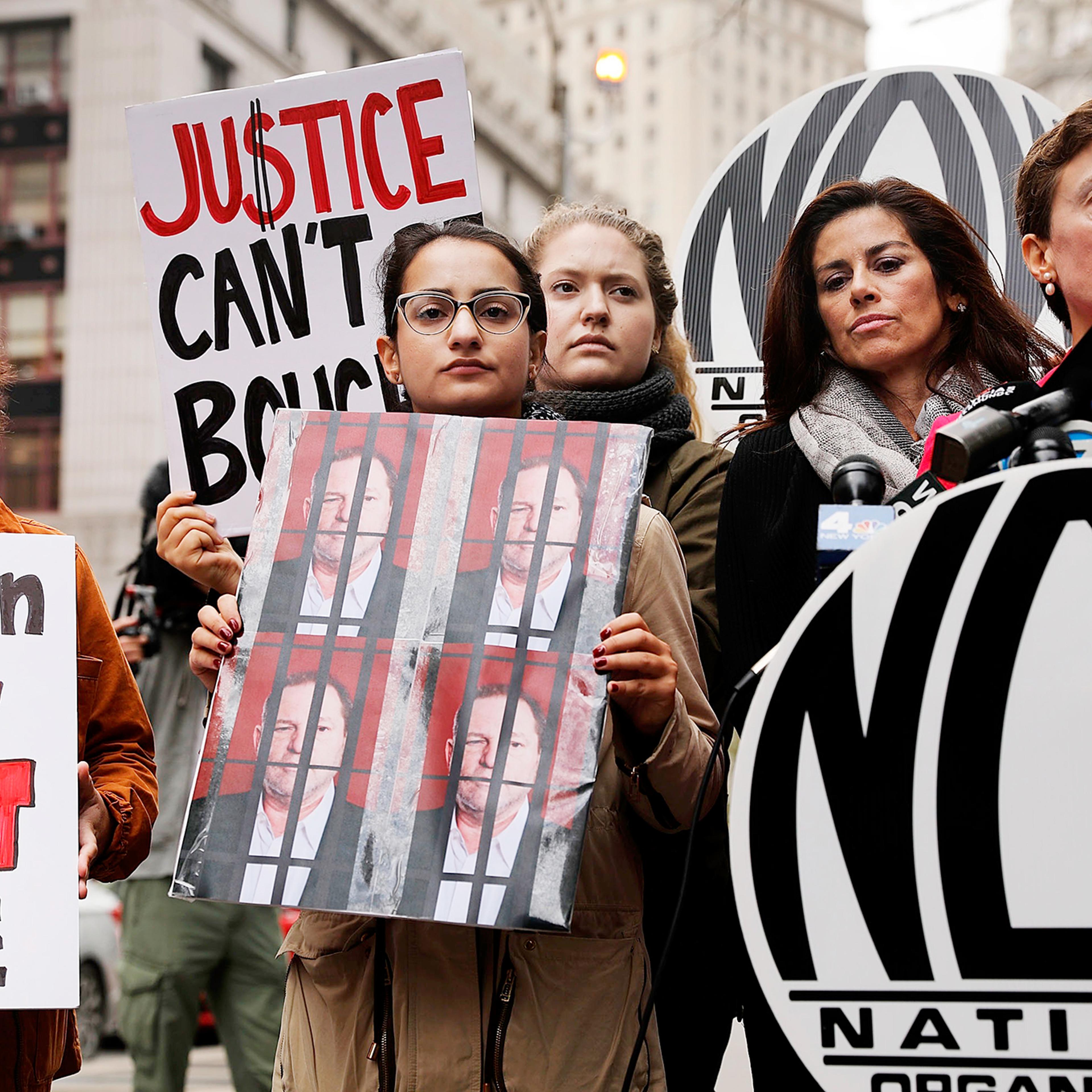Protestors march outside the office of Manhattan D.A. Cy Vance, who didn’t prosecute Weinstein