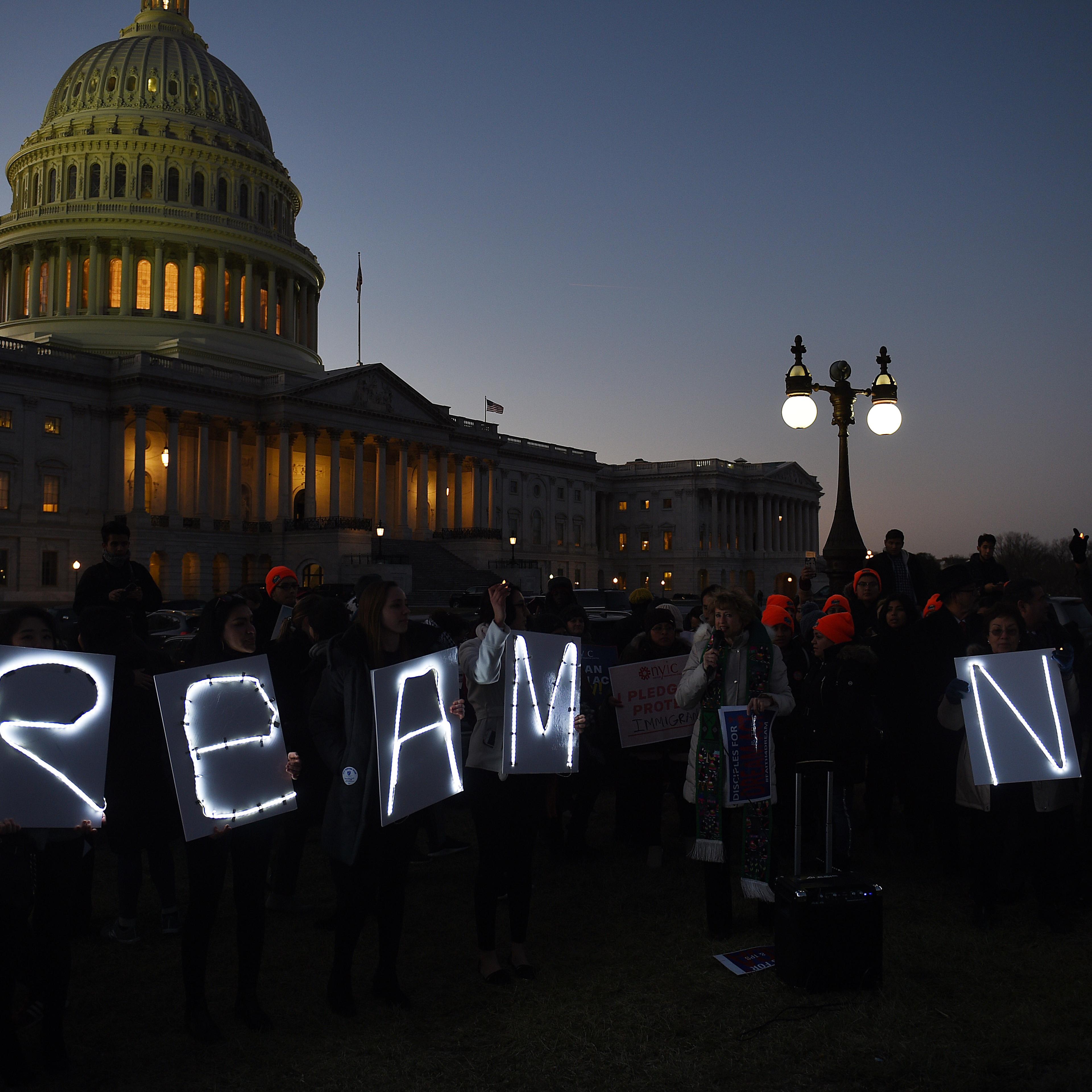 WASHINGTON, DC - JANUARY 18: Dreamers protest outside the US Ca