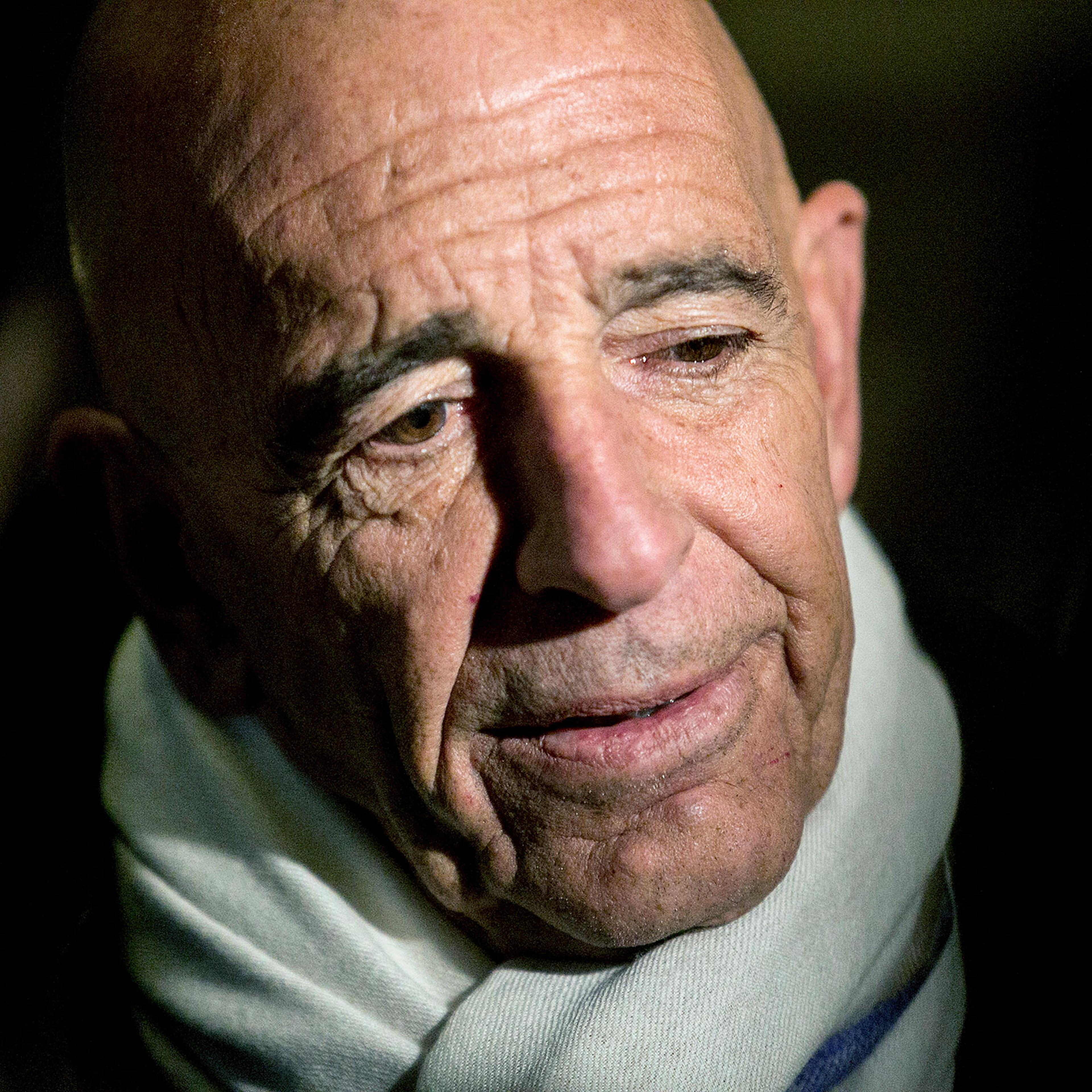Thomas "Tom" Barrack, chairman of then-President-elect Donald Trump's inaugural committee, talks to reporters in the lobby of Trump Tower in New York on Jan. 10, 2017. (Sam Hodgson/The New York Times)