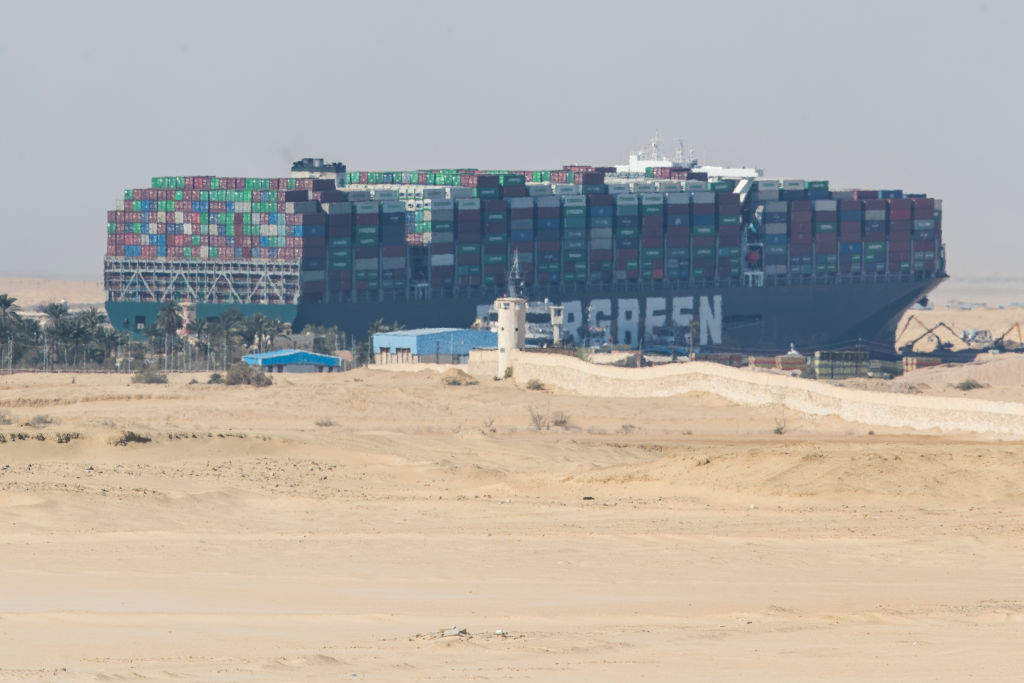 Work Continues To Free Container Ship Stuck In Suez Canal