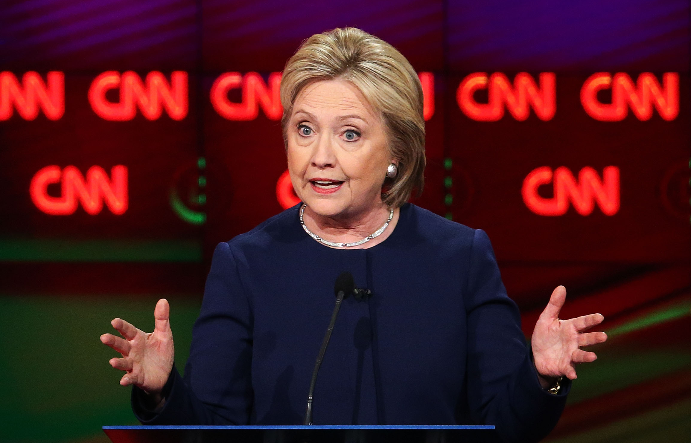 Hillary Clinton during the CNN Democratic Presidential Primary Debate at the Whiting Auditorium at the Cultural Center Campus in Flint, Michi. on March 6, 2016.