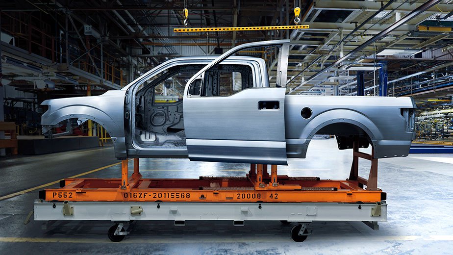 The aluminum body of a 2015 Ford F-150. 