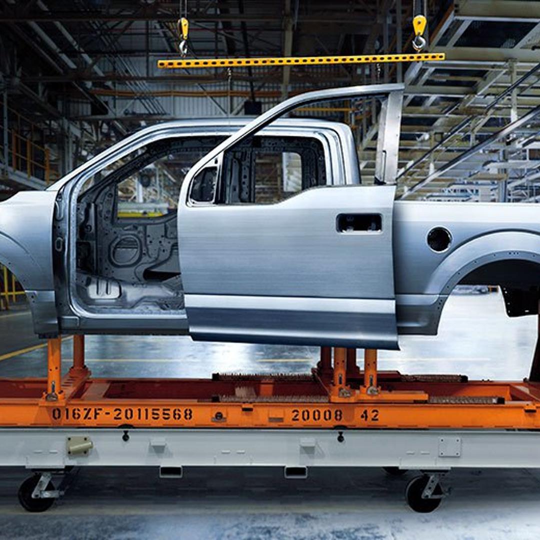 The aluminum body of a 2015 Ford F-150.