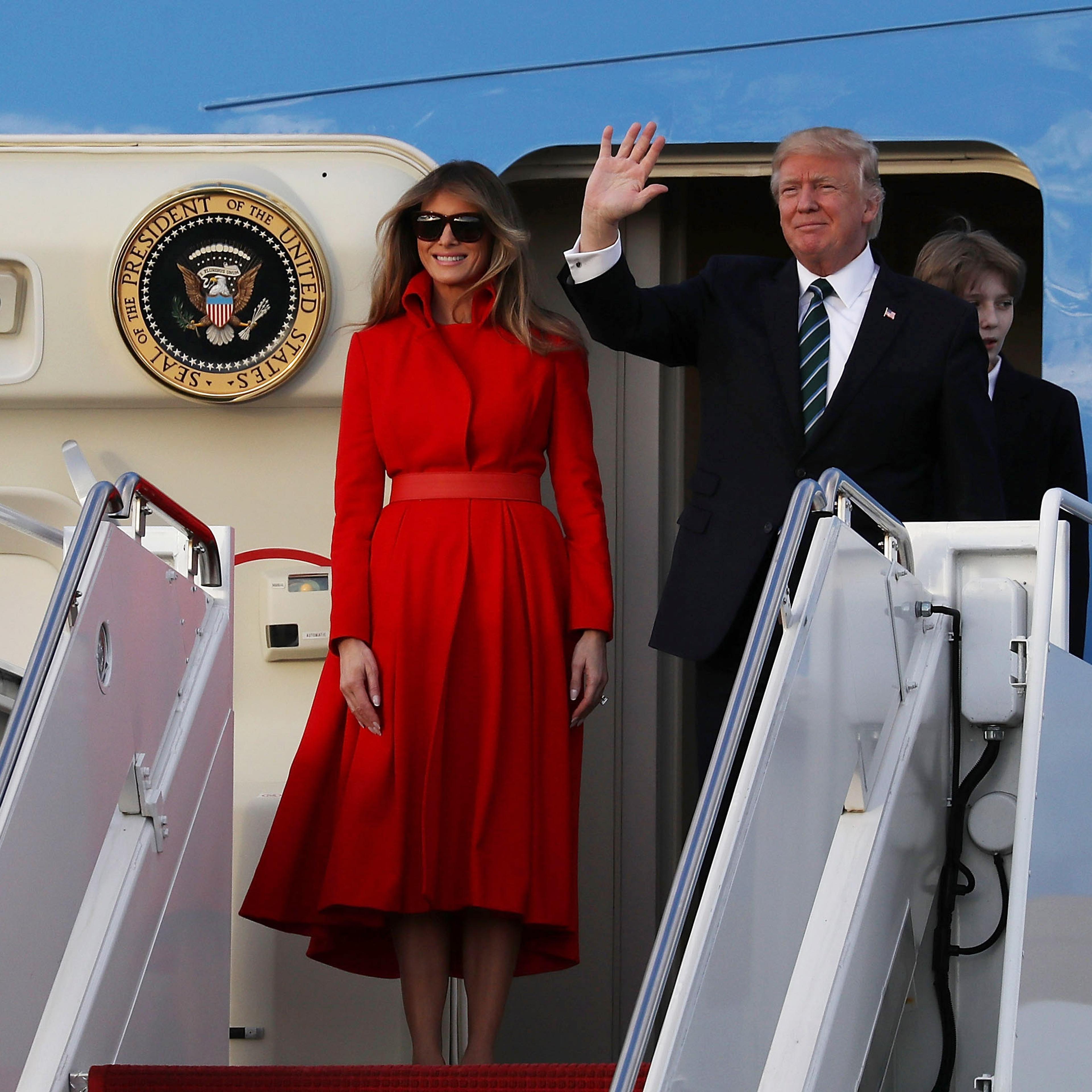 President Trump Arrives In Florida For Weekend At Mar-A-Lago Estate