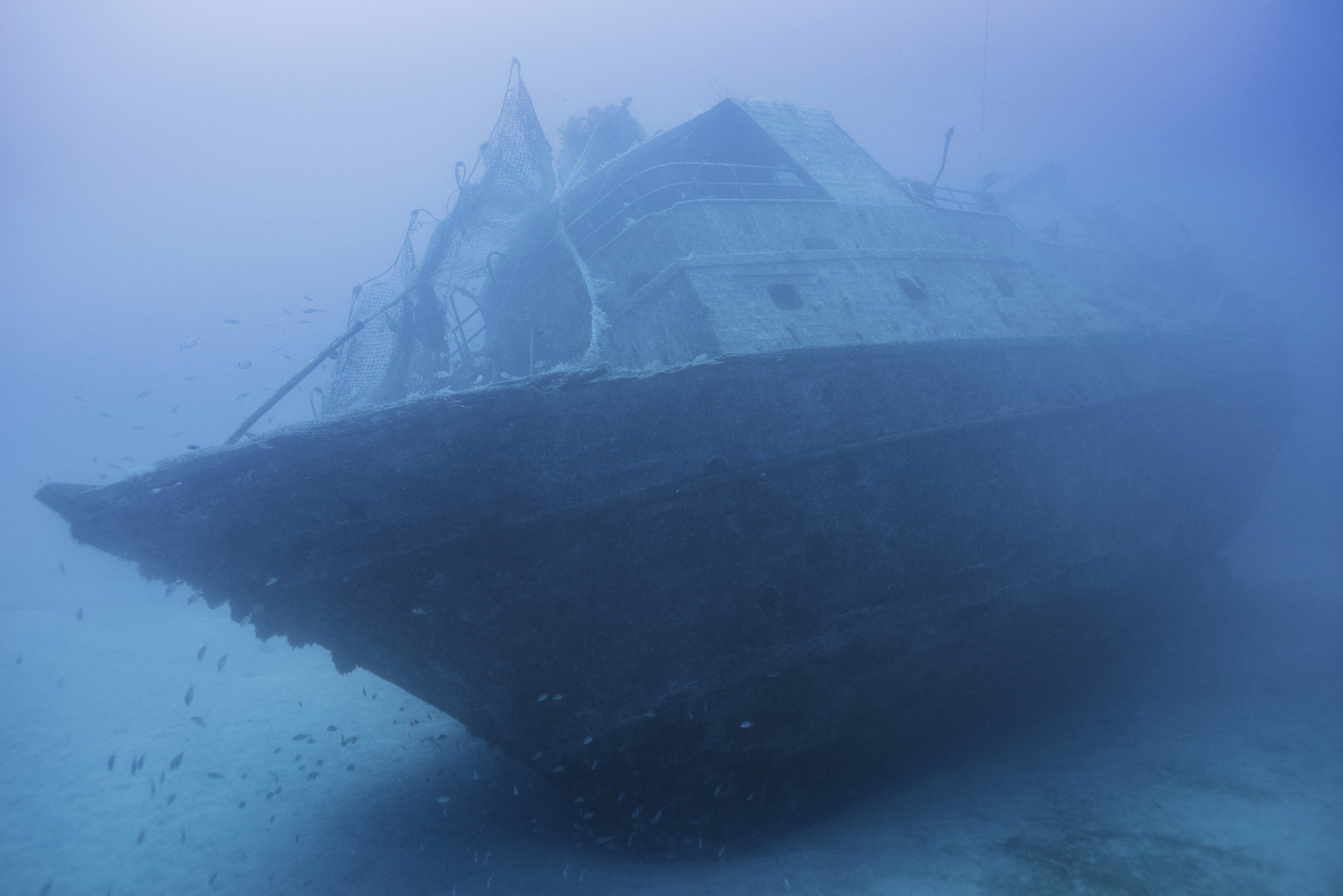 The shipwreck of the 66-foot-long fishing boat that sank off the coast of Lampedusa, Italy, lies at a depth of 164 ft. on the seabed, on Sept. 22, 2014. The tragedy that happened a year ago on Oct. 3, 2013 killed 366 migrants from North Africa.
