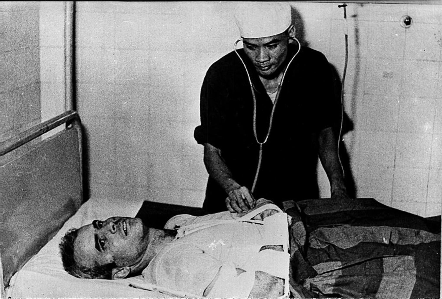 McCain being examined by a doctor