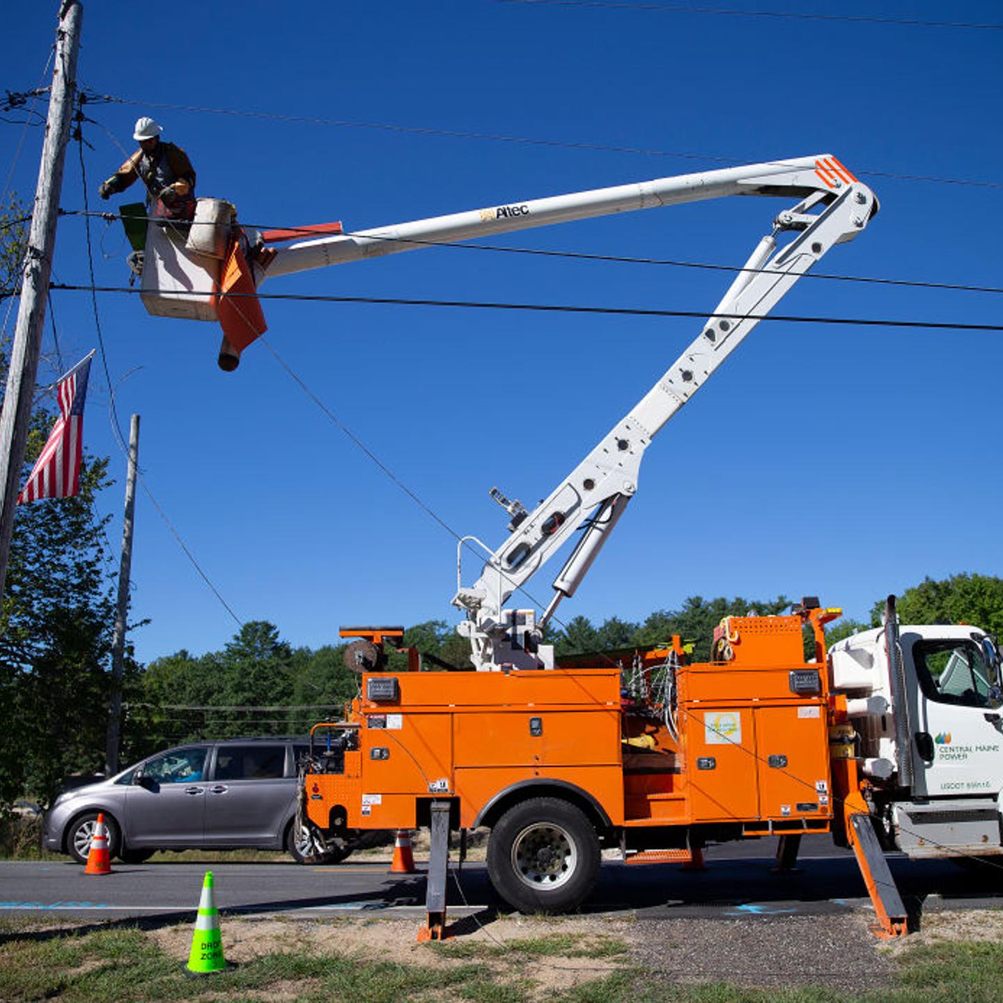 Story about Central Maine Power increase in rates due to the need to transfer lines from old poles to new, more stable utility poles because of increased frquency of storms.