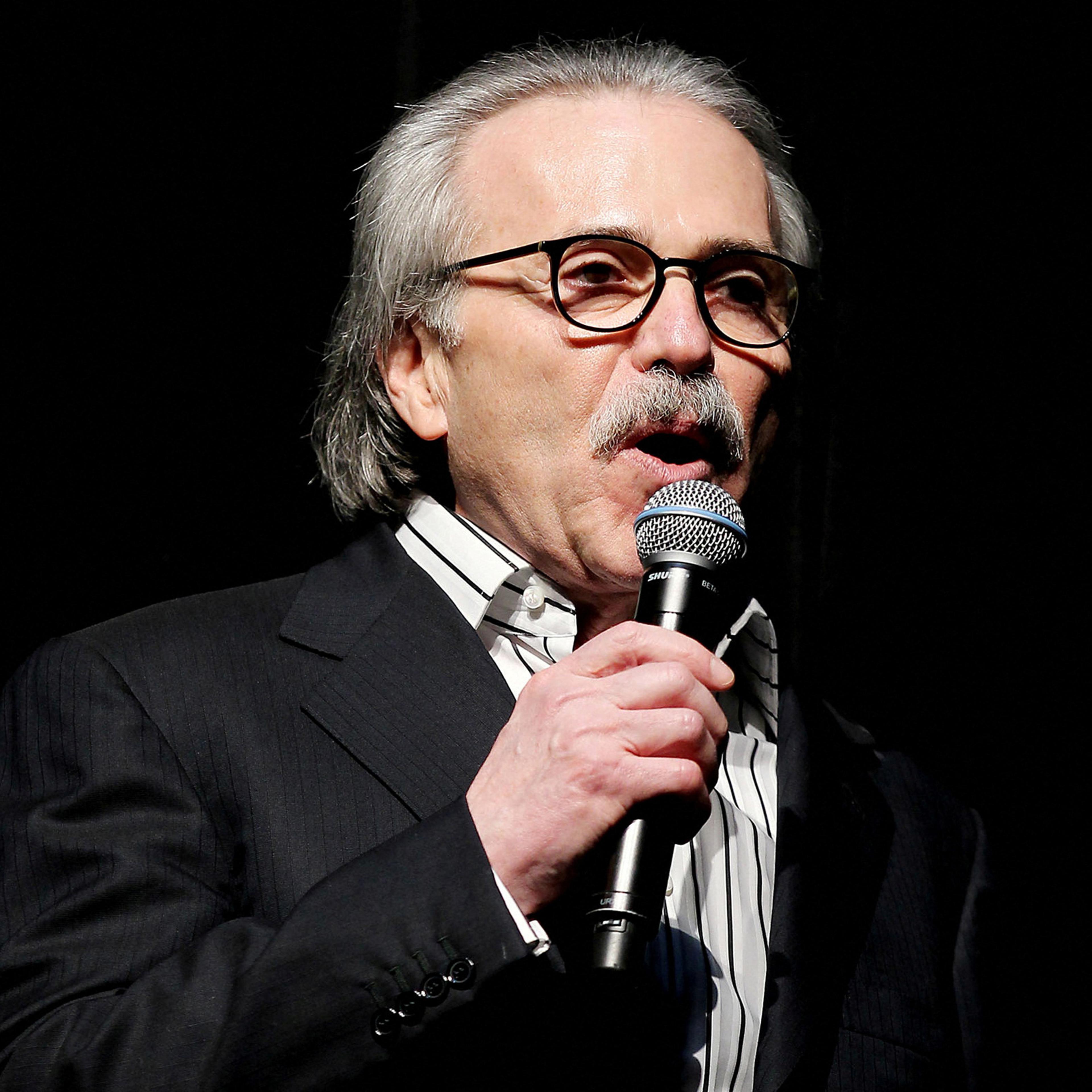 David Pecker, chair and CEO of American Media, speaks at the Shape and Men's Fitness Super Bowl Party in New York City, Jan. 31, 2014.