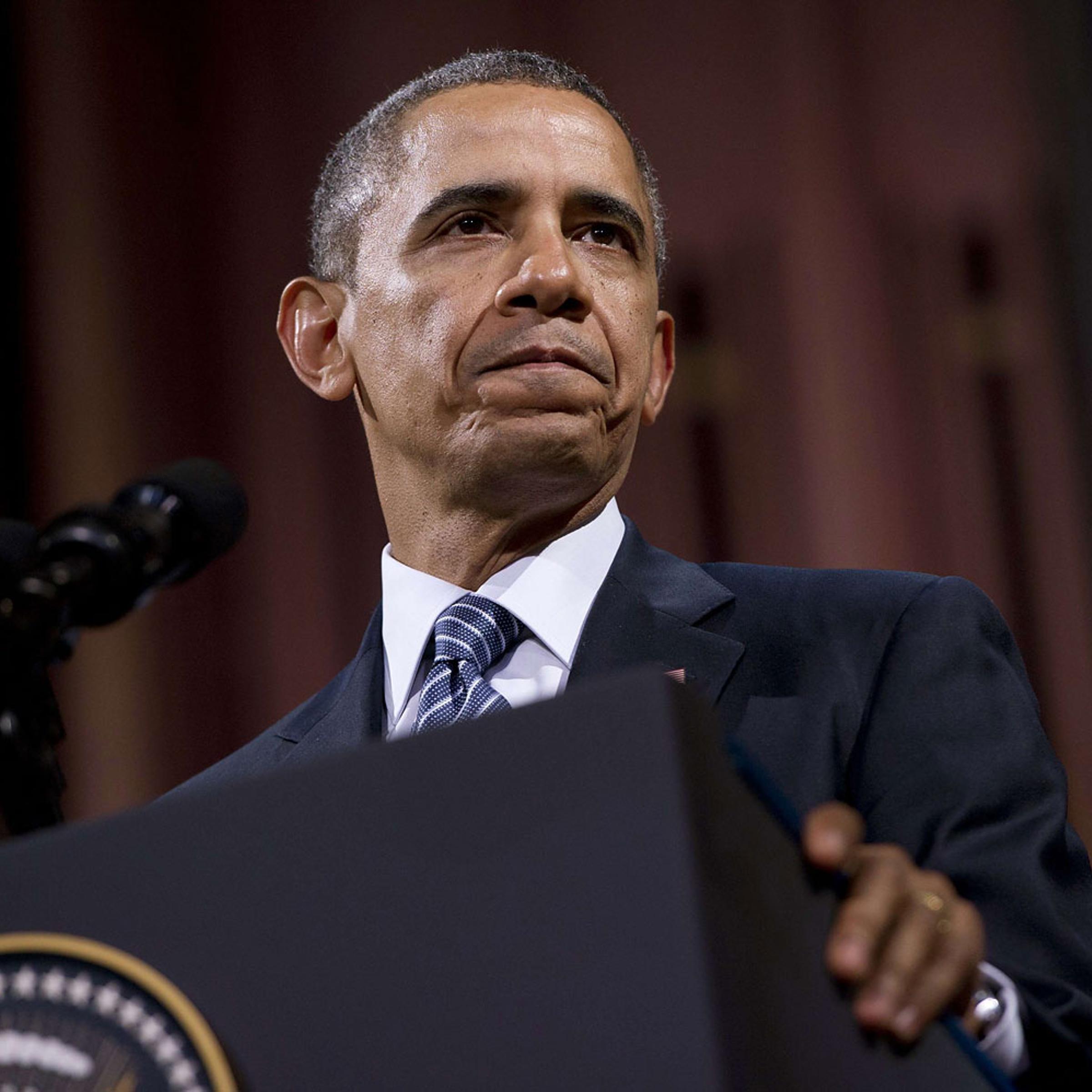 President Barack Obama delivers a speech at the Palais des Beaux-Arts in Brussels on March 26, 2014.
