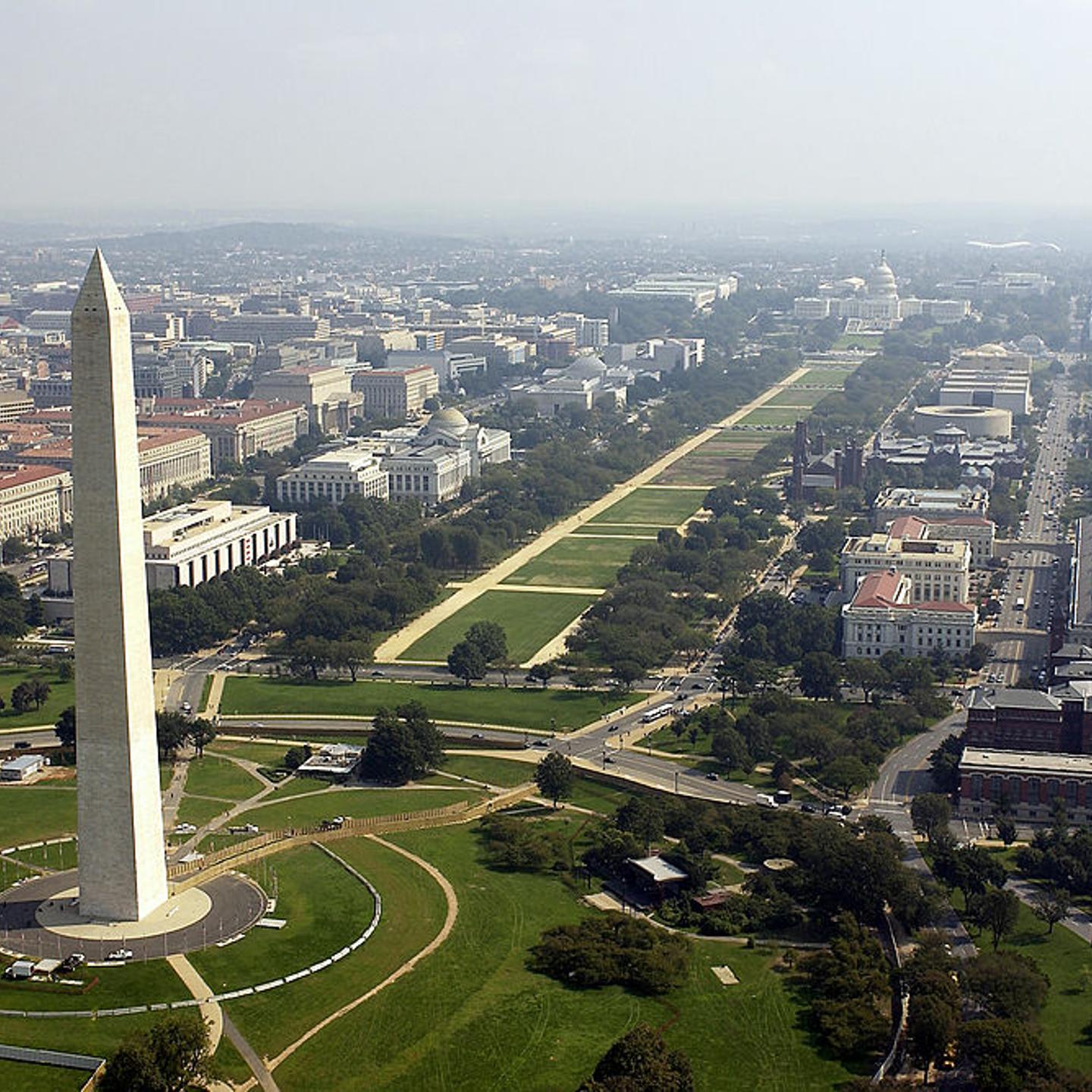 Aerial Photo Of The Washington Memorial and Capitol