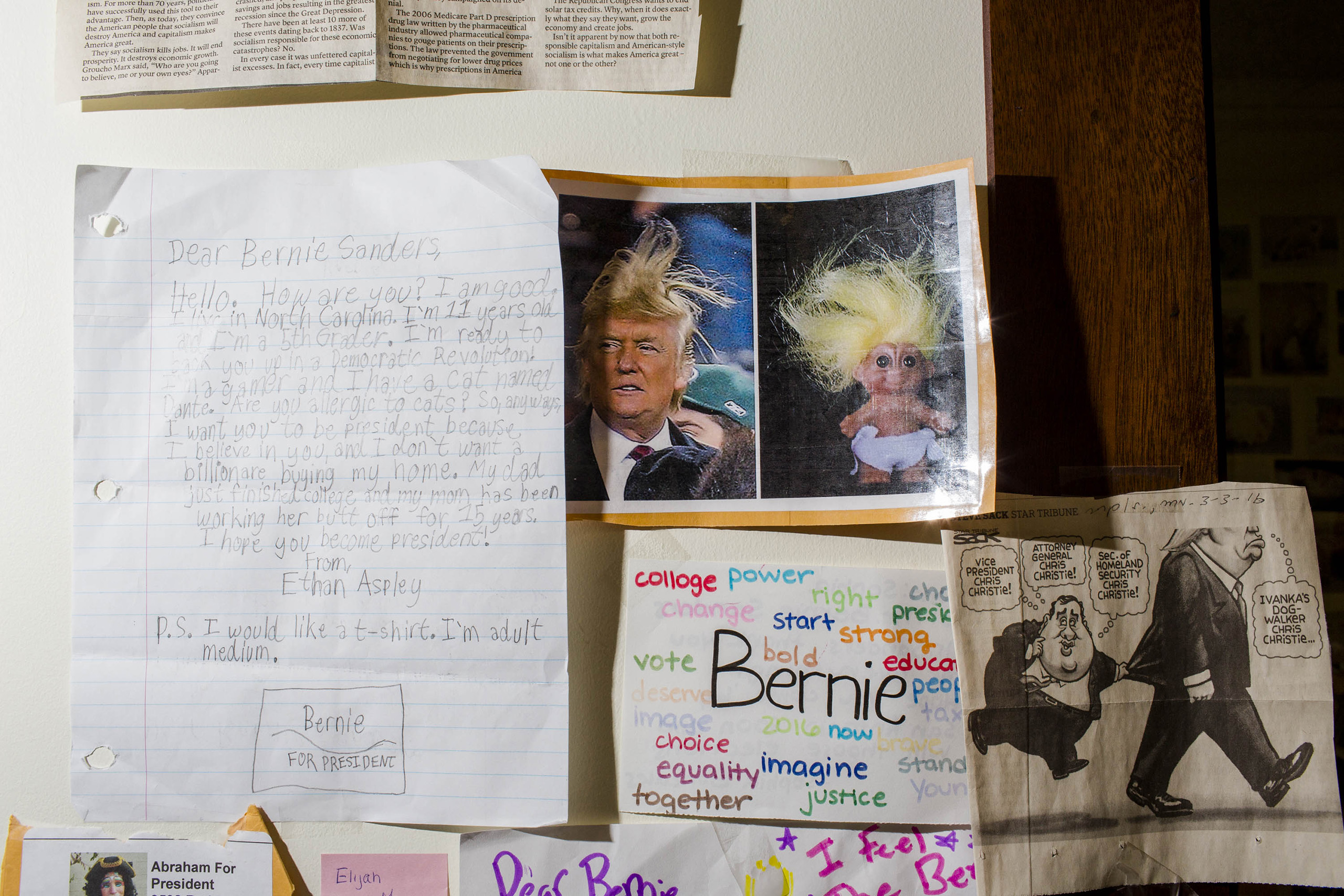 BURLINGTON, VT - MAY 23: Scenes from Inside the campaign headquarters of Bernie Sanders on May 23, 2016, in Burlington, VT. (Photo by Landon Nordeman)