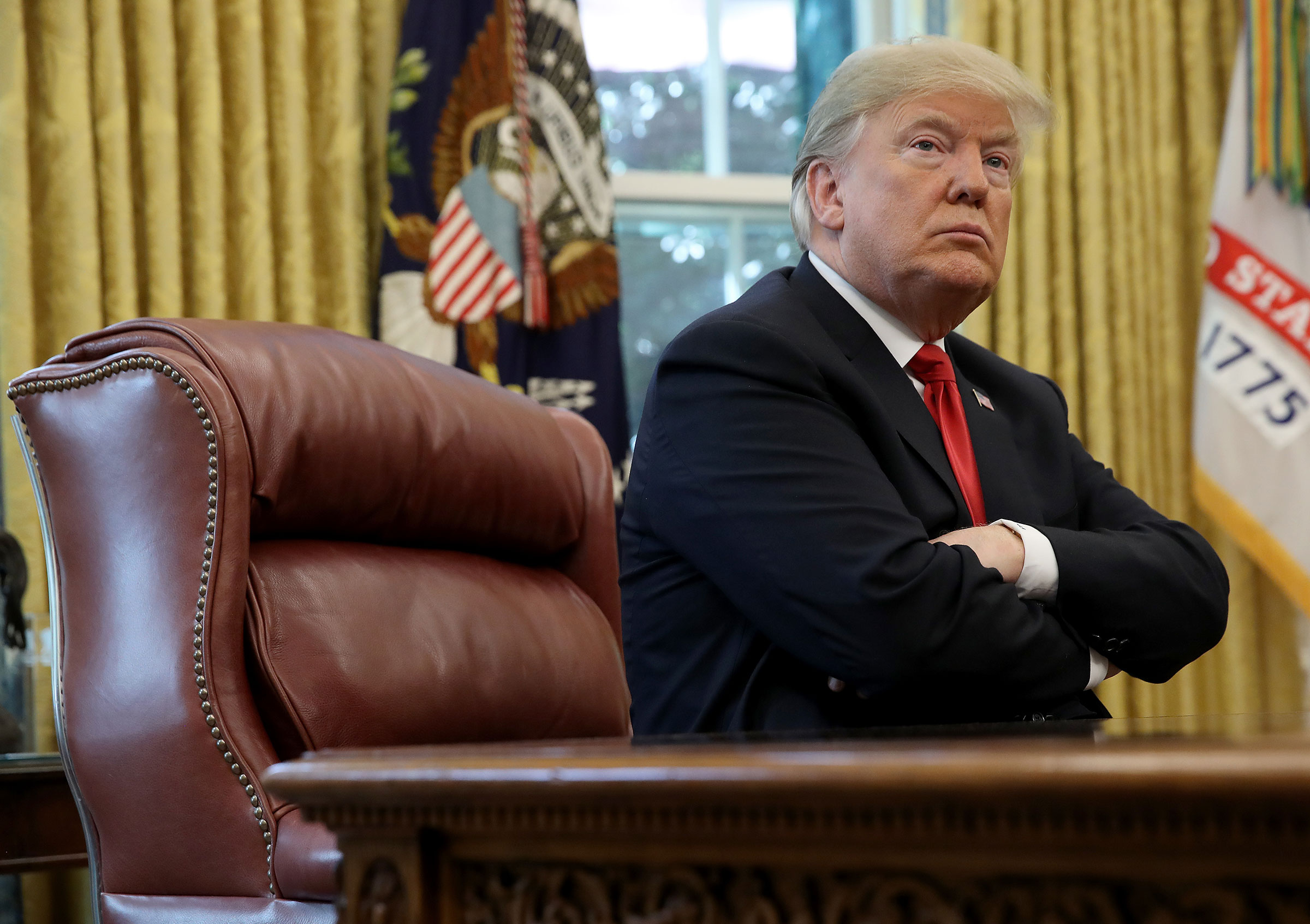 President Trump Briefed On Hurricane Michael By Secretary Of Homeland Security Nielsen And FEMA Chief Long In Oval Office