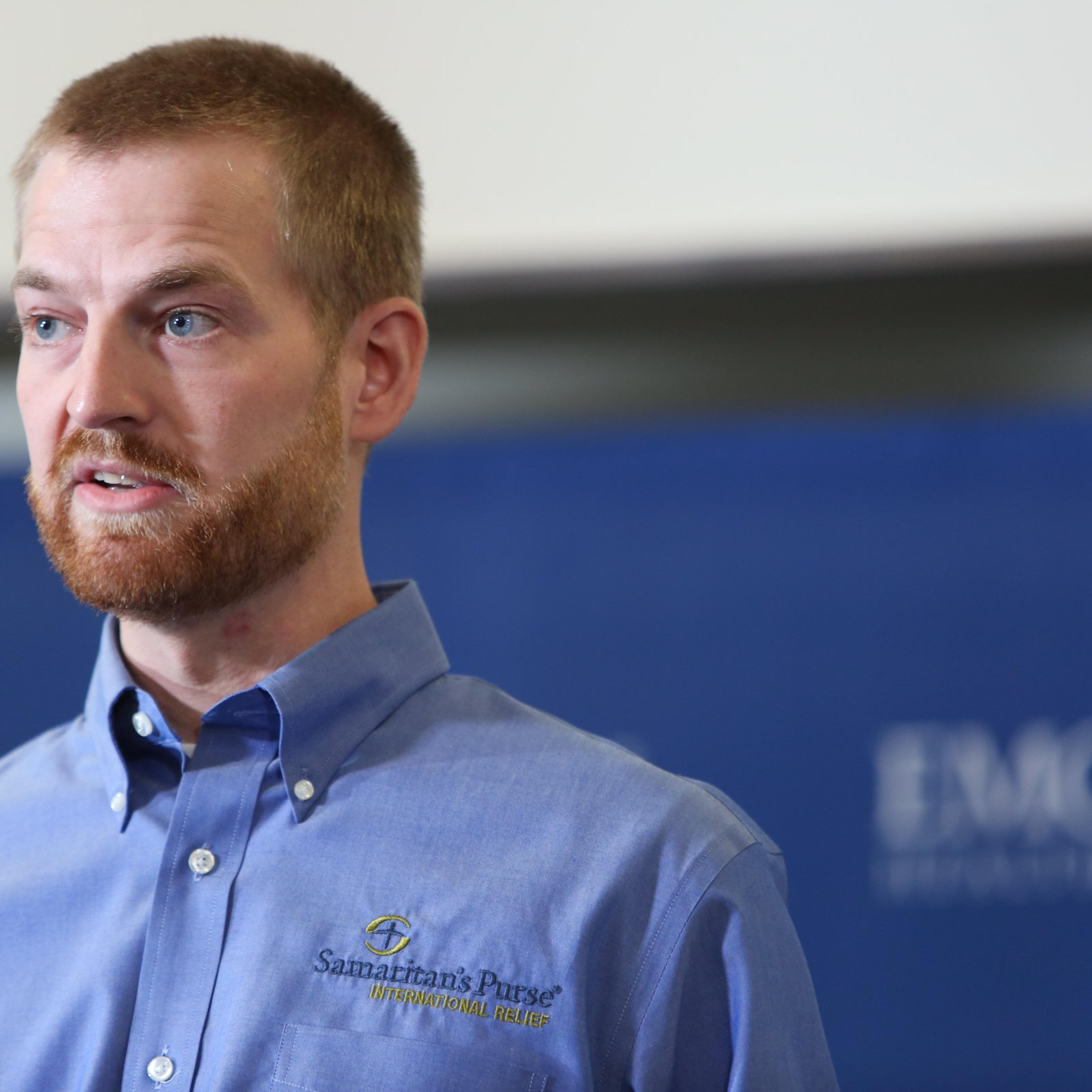 Dr. Kent Brantly speaks during a press conference announcing his release from Emory Hospital on Aug. 21, 2014 in Atlanta.