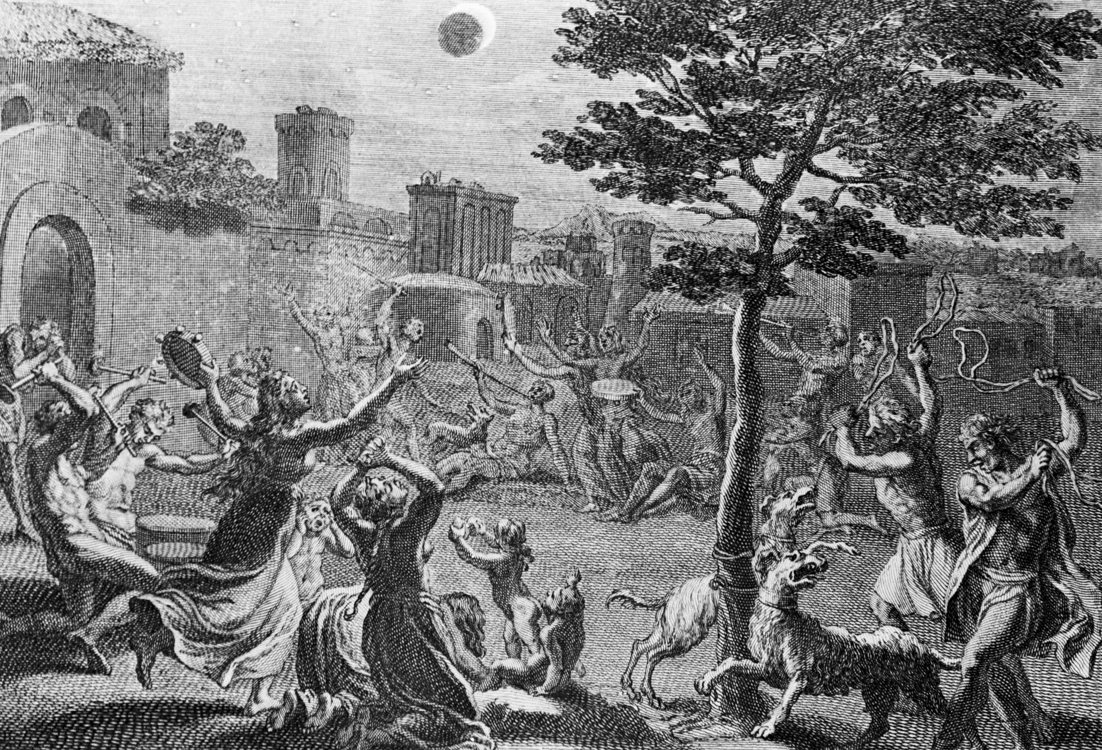 Engraving People Upset W/Arms Up Eclipse