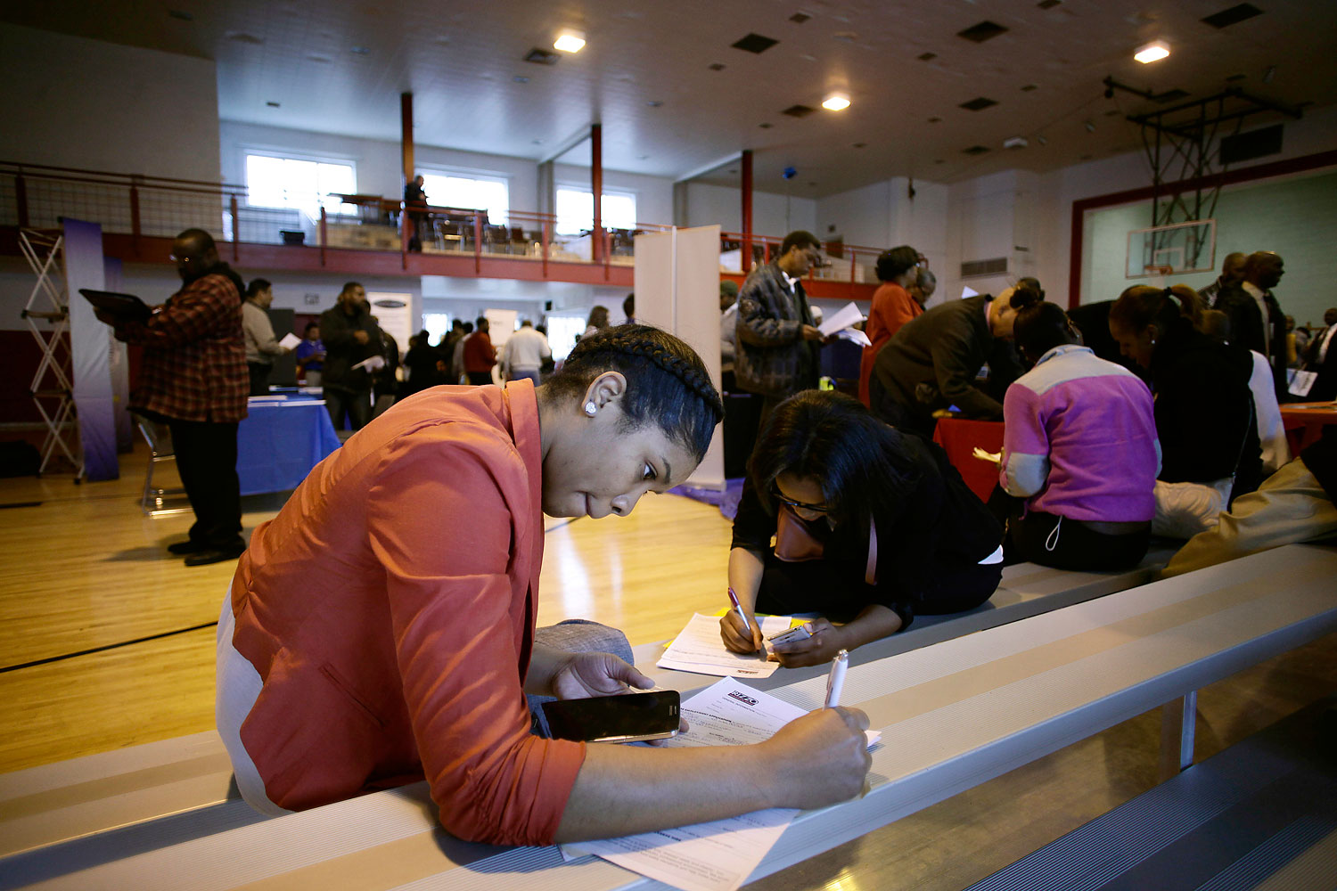 Job Seekers Look For Work At Career Fair In Detroit