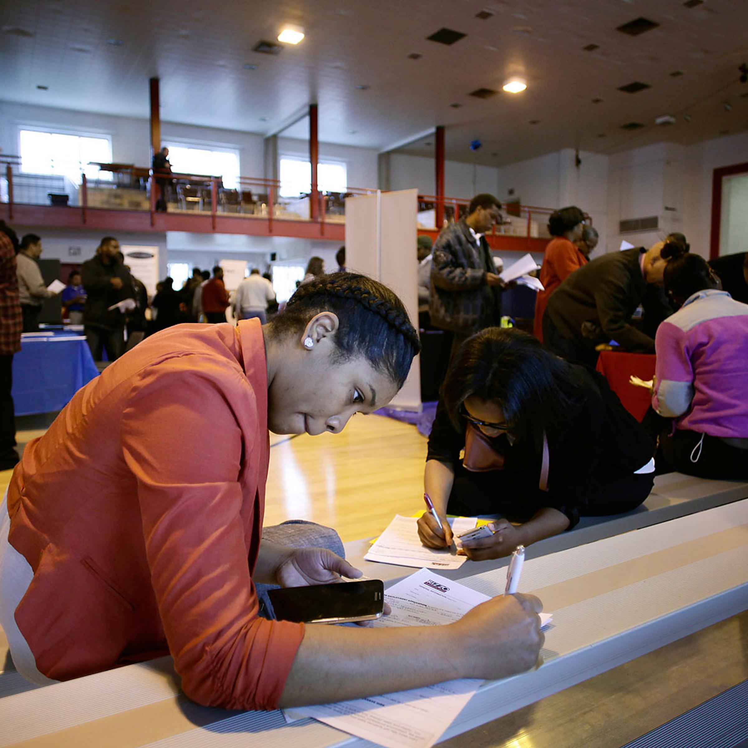 Job Seekers Look For Work At Career Fair In Detroit