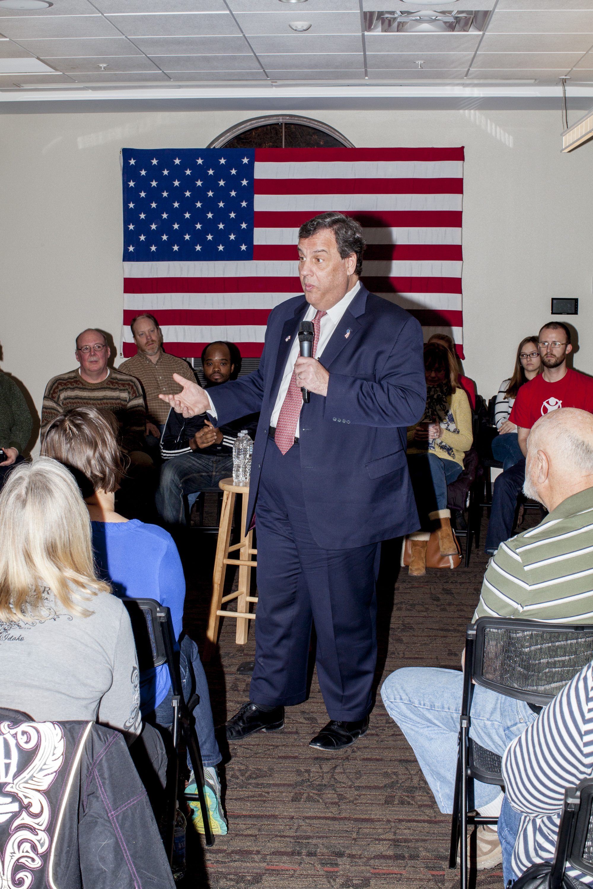 Chris Christie spoke to supporters this morning at a campaign town hall event at Central College in Pella, Iowa, on Friday morning January 29th. (Natalie Keyssar for TIME)