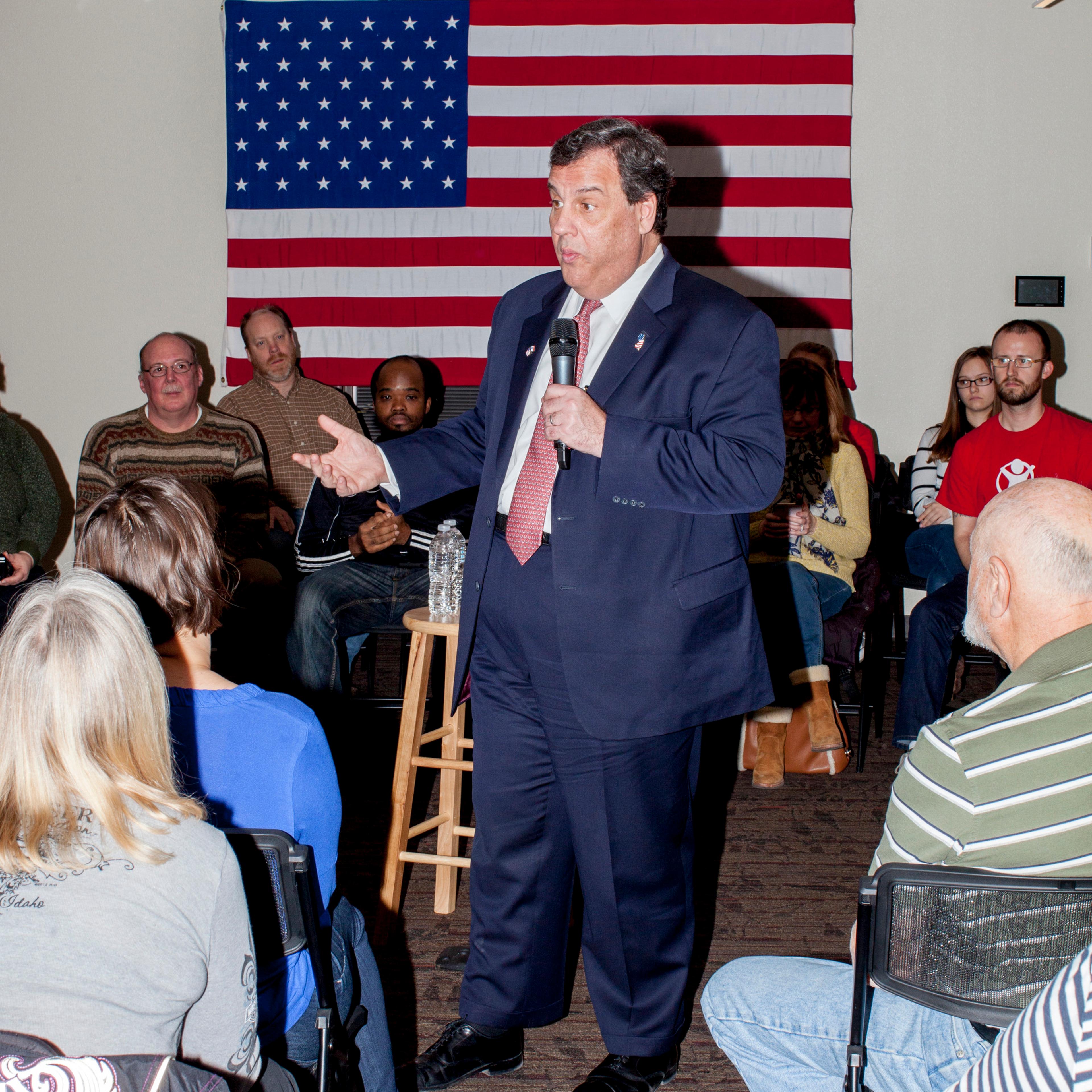 Chris Christie spoke to supporters this morning at a campaign town hall event at Central College in Pella, Iowa, on Friday morning January 29th. (Natalie Keyssar for TIME)
