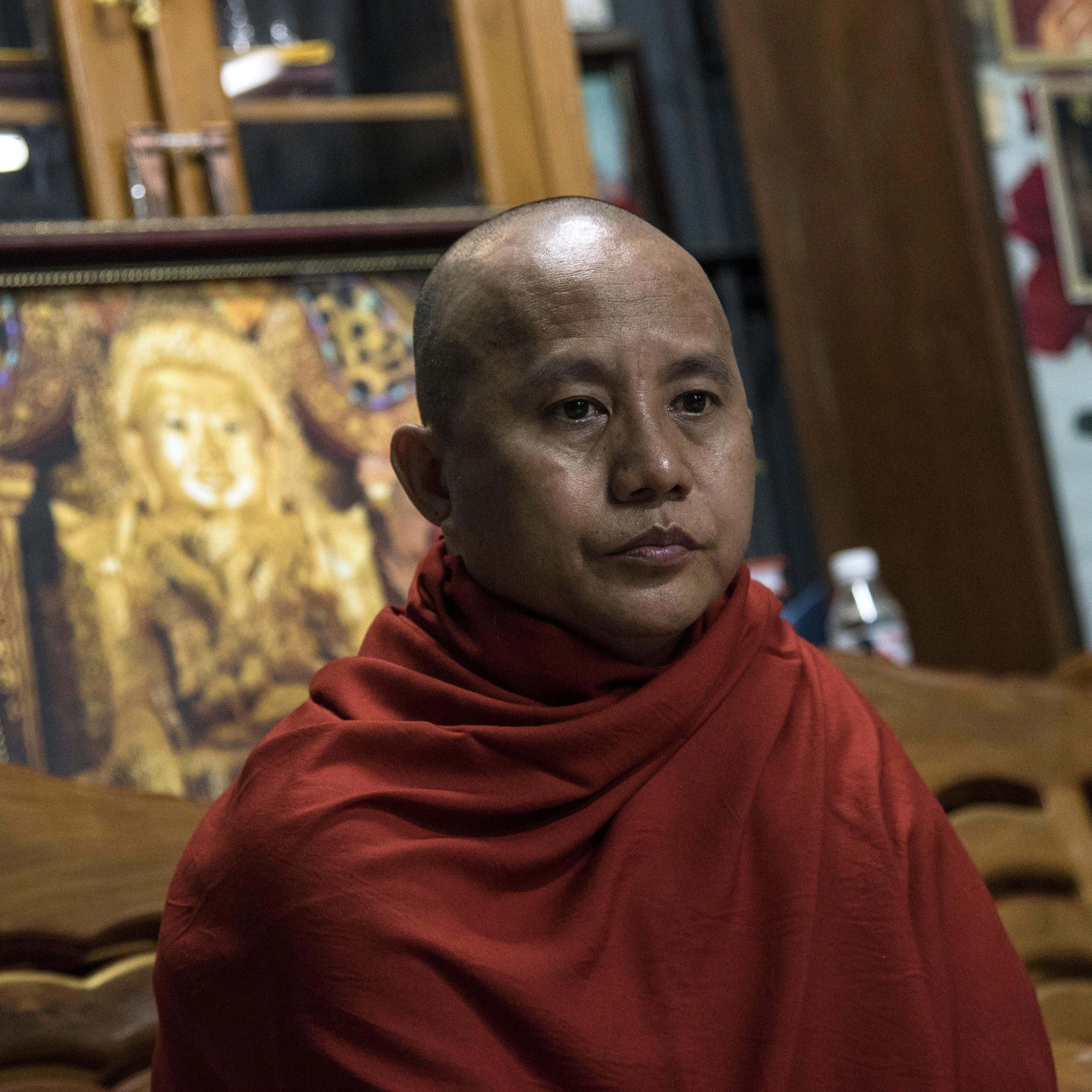 Buddhist monk Wirathu sits in his quarters at Ma Soe Yein