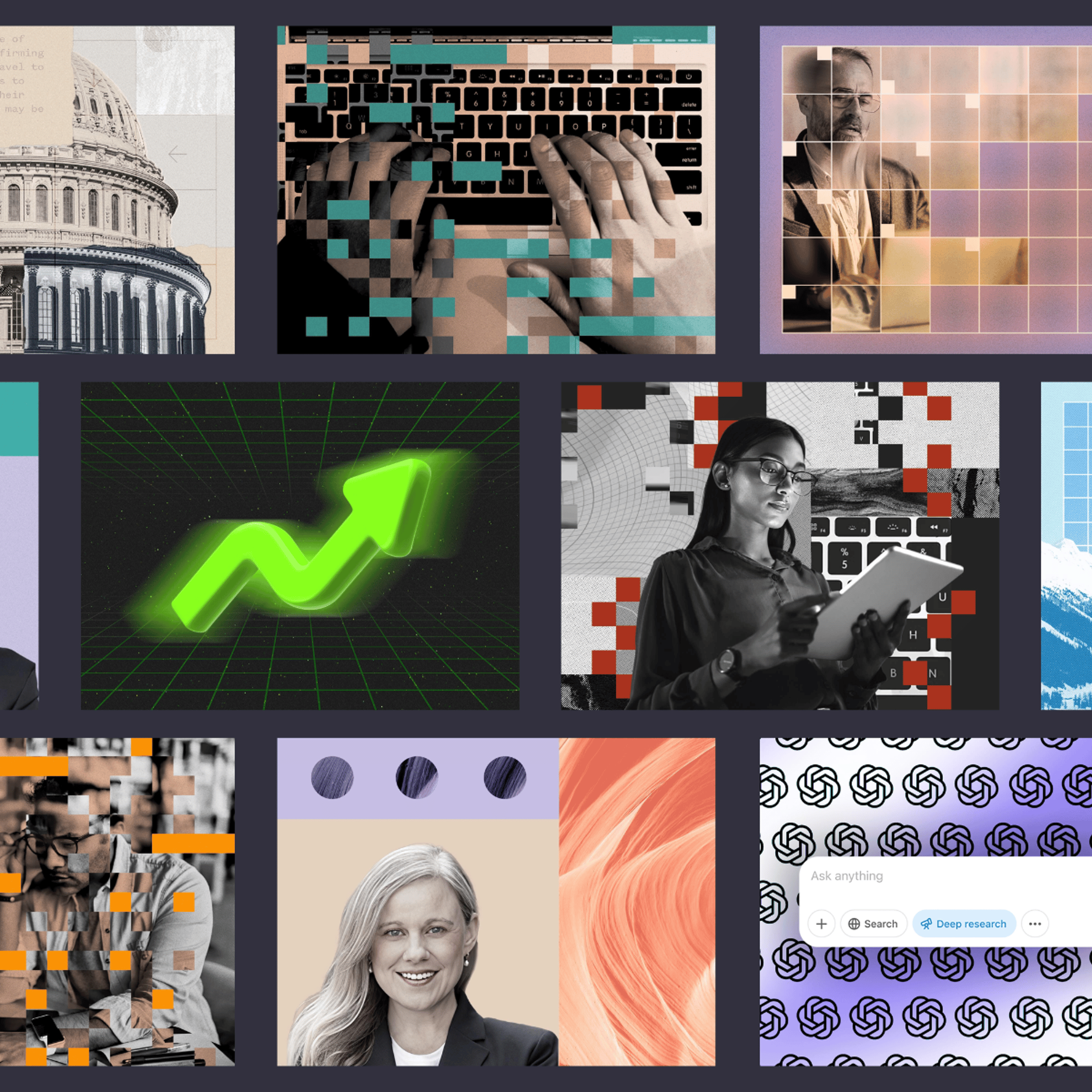collage featuring art from Charter's top read articles from 2025.