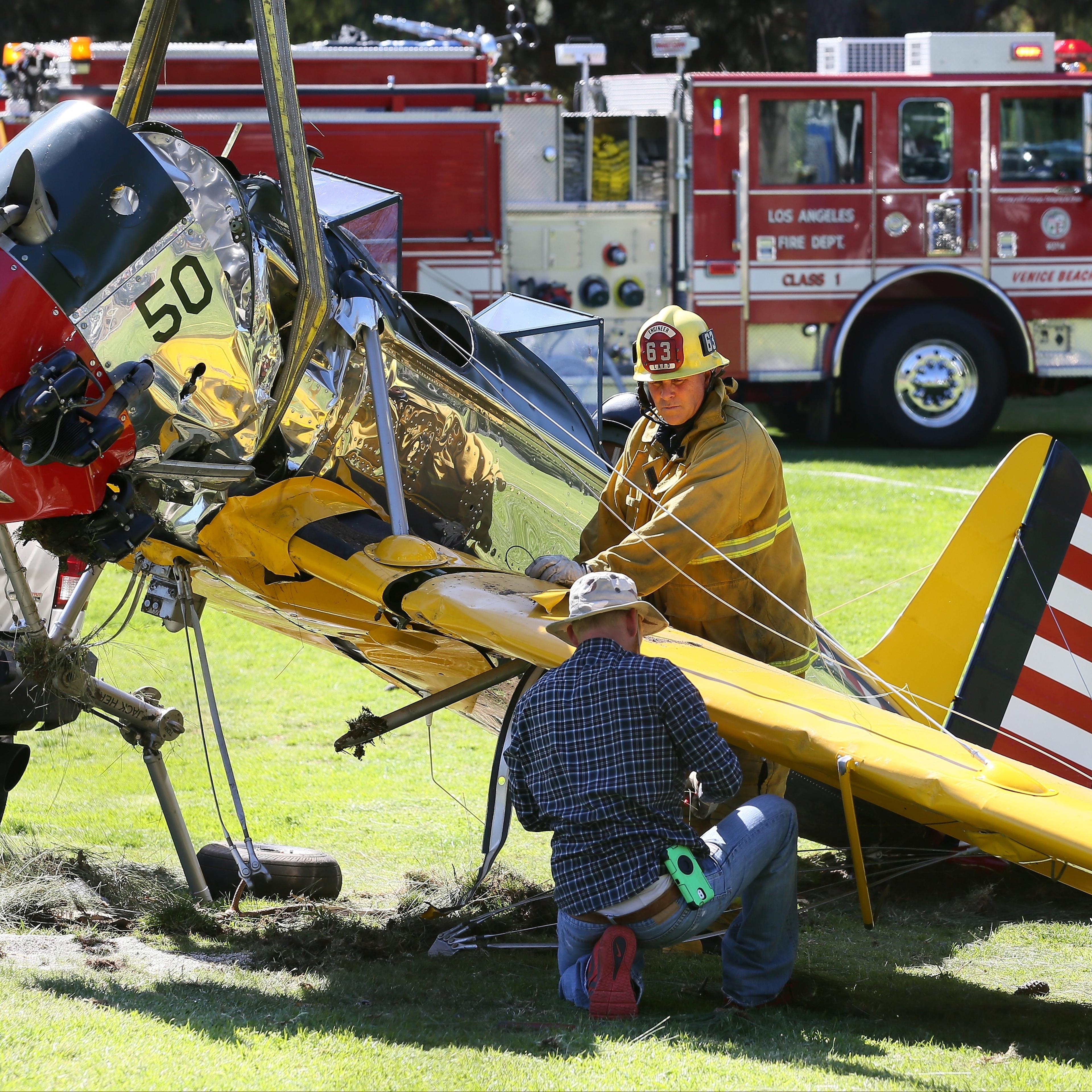 A general view at the Penmar Golf Course after a single-engine plane piloted by actor Harrison Ford crashed in Venice, California on March 5, 2015.