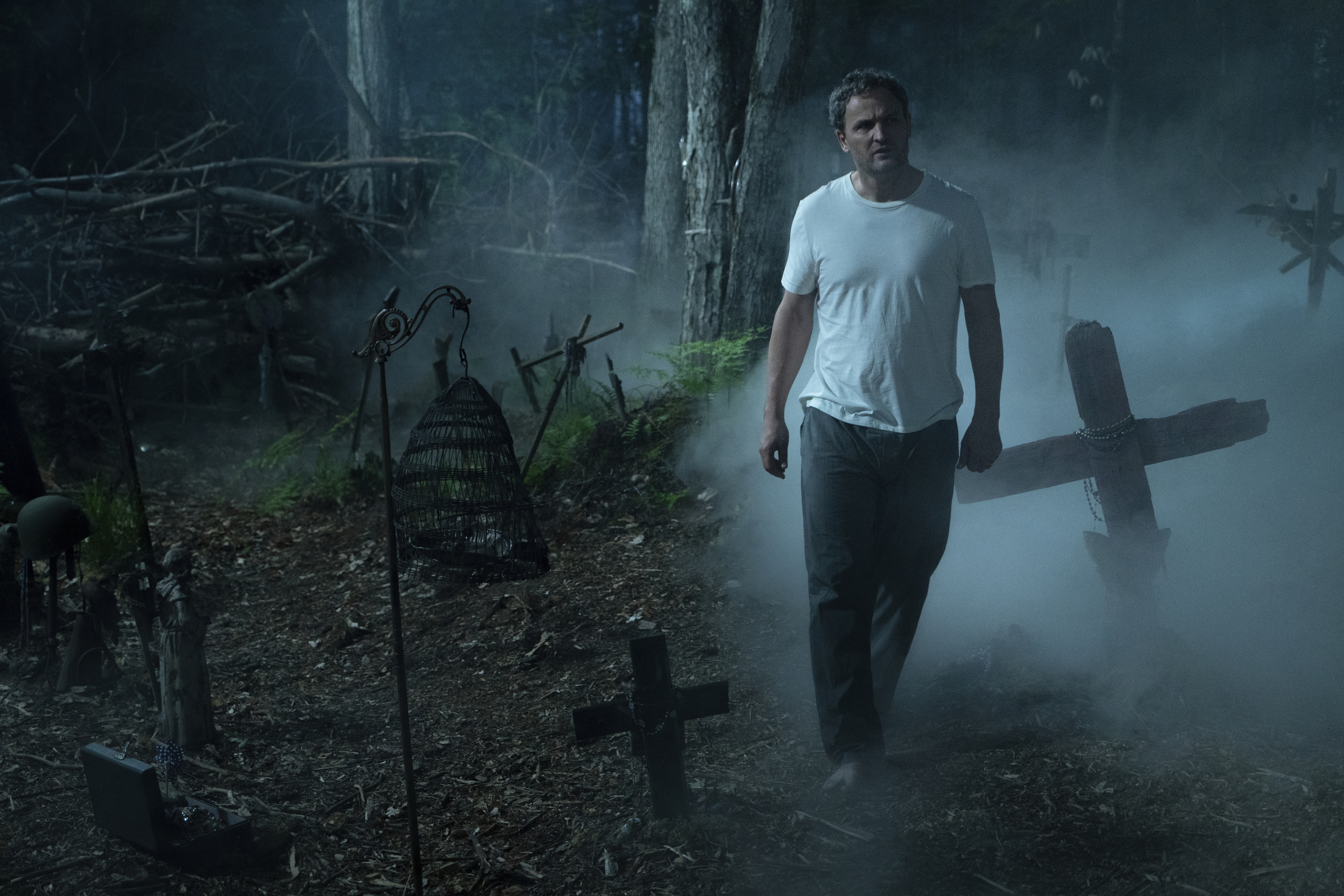 Paramount Pictures movie still shows Jason Clarke in a scene from "Pet Sematary."