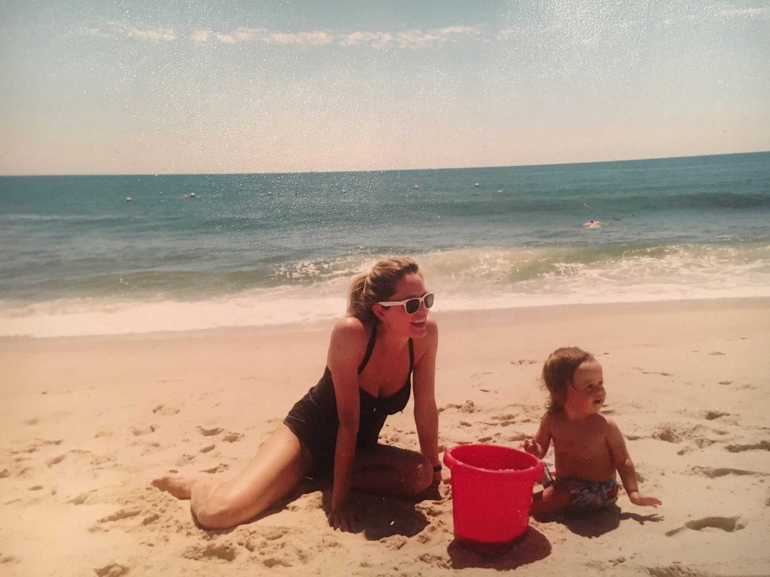 Shannon and Arthur at the beach in Long Island, 2014. Photographed using the Yashica T4 Super camera.