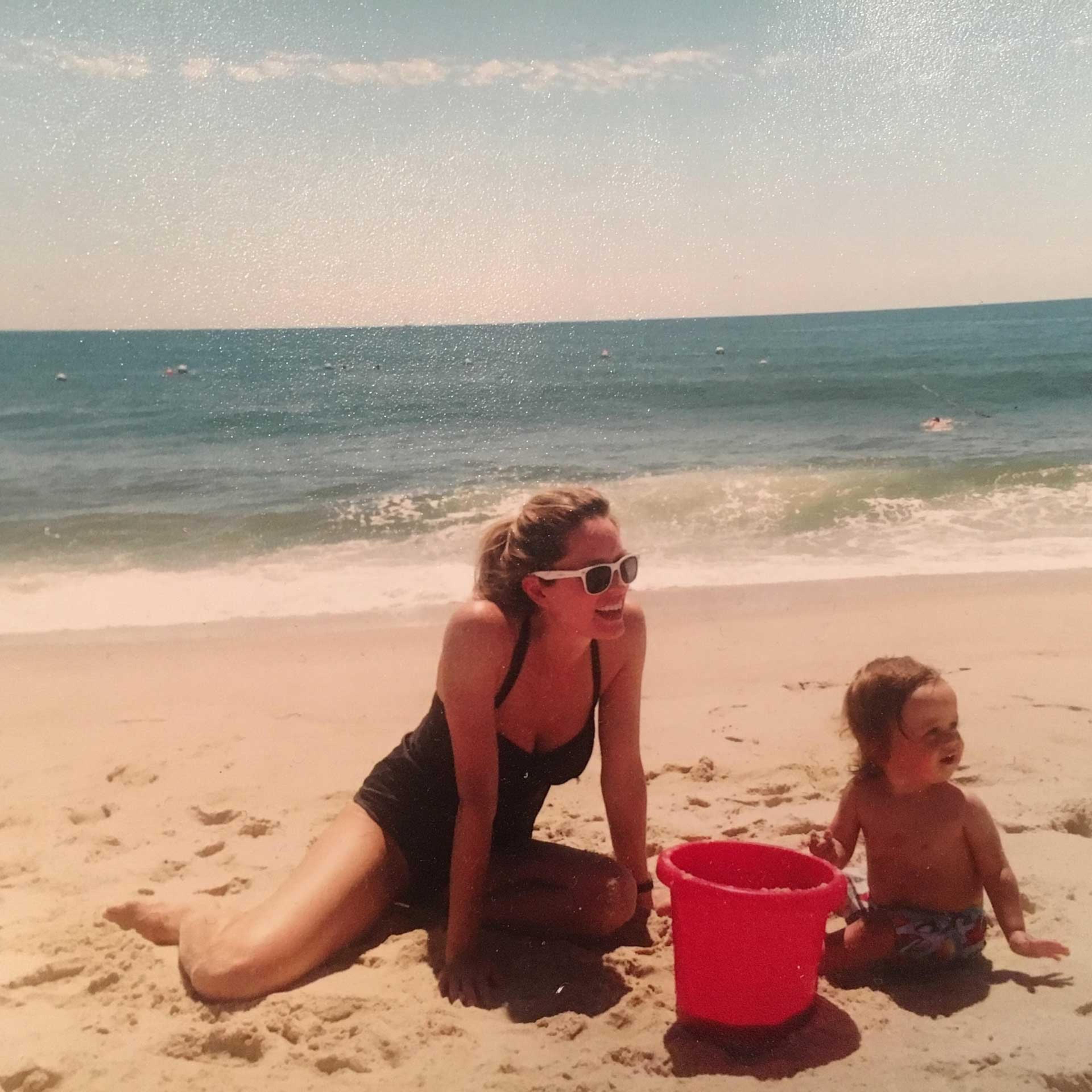 Shannon and Arthur at the beach in Long Island, 2014. Photographed using the Yashica T4 Super camera.