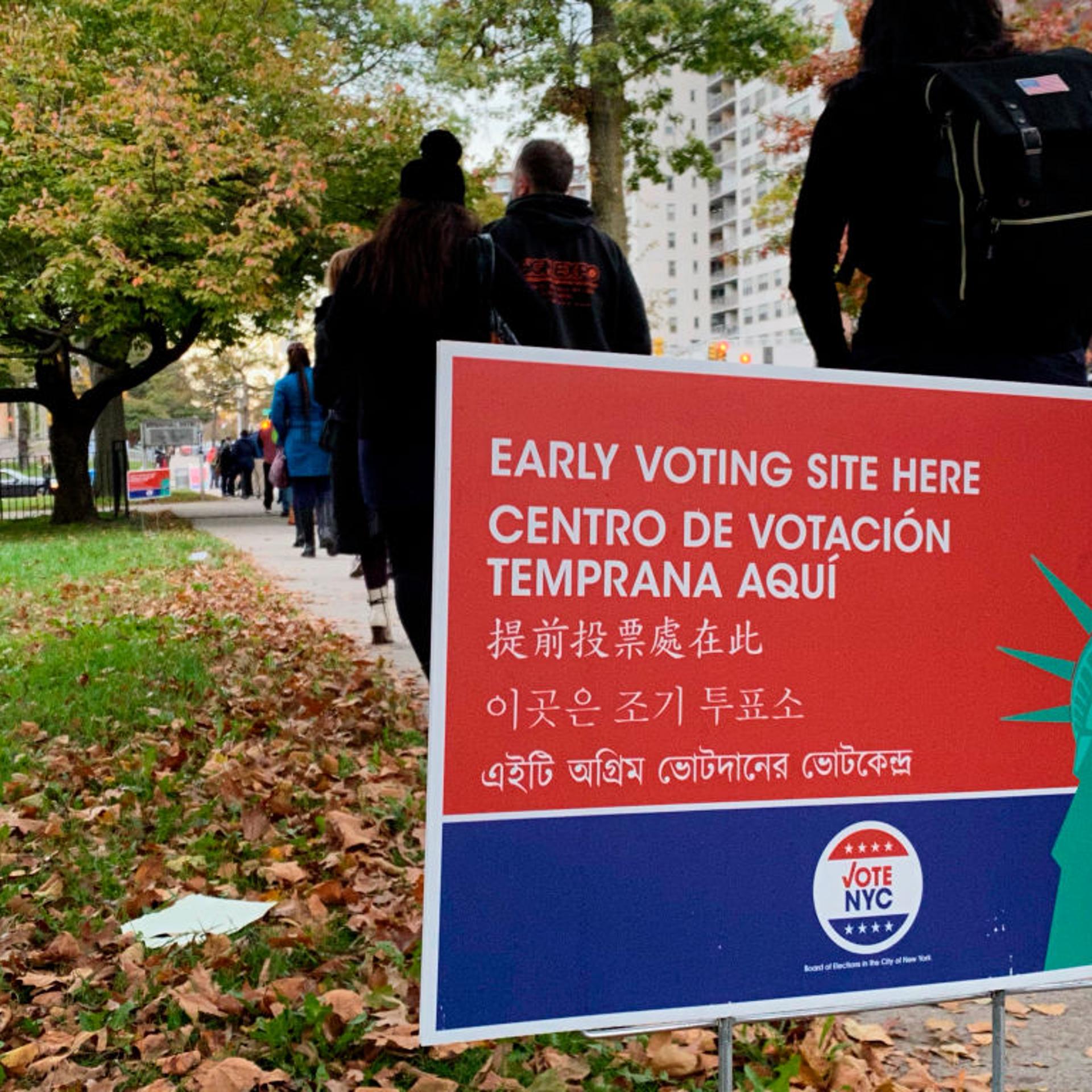 Early Voting with people waiting for hours, Queens, New York