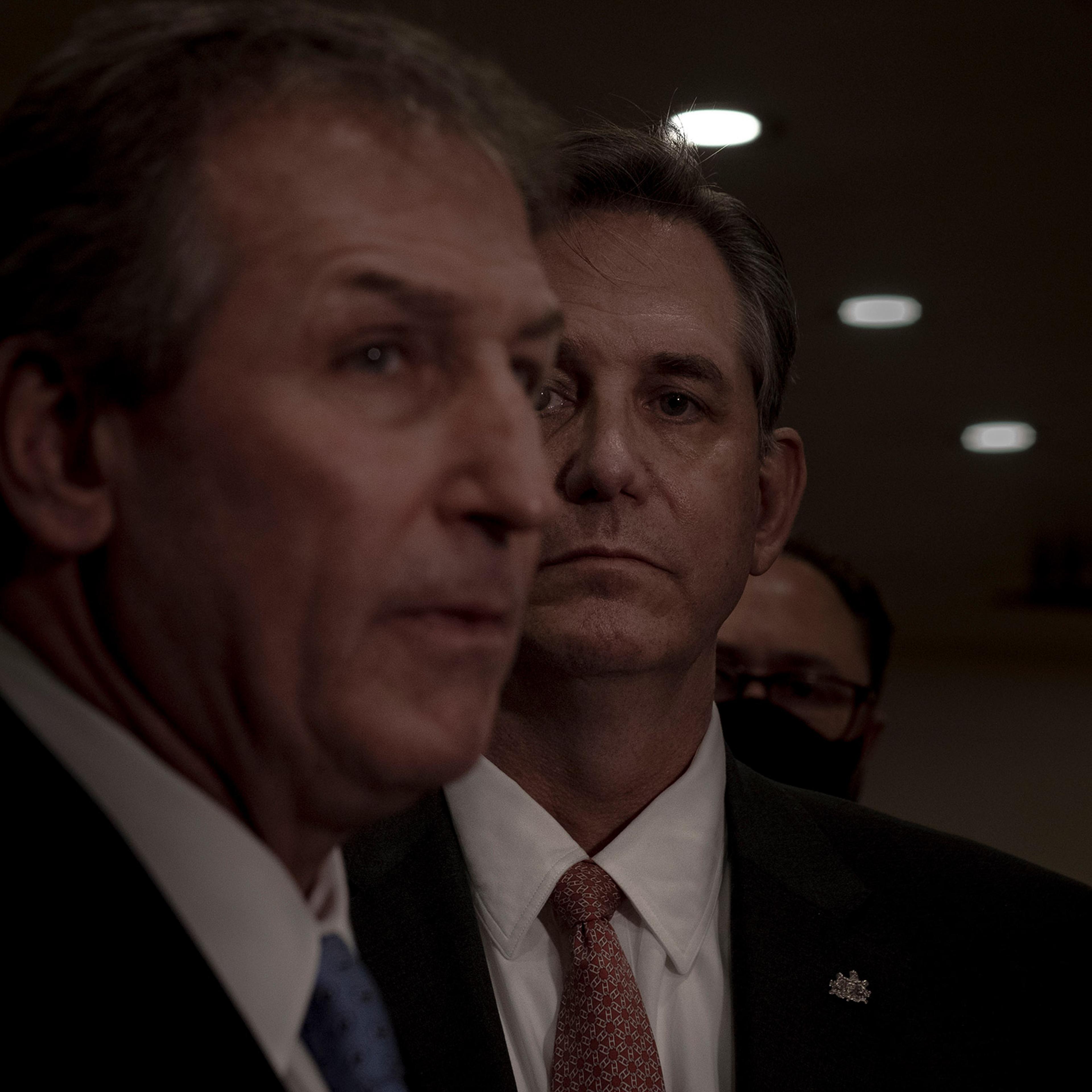 2/13/21, Washington, D.C. Bruce Castor and Michael van der Veen, lawyers on Trump’s legal team, speak to the press after the acquittal of former President Donald Trump at the Capitol in Washington, D.C. on Feb. 13, 2021. Gabriella Demczuk / TIME