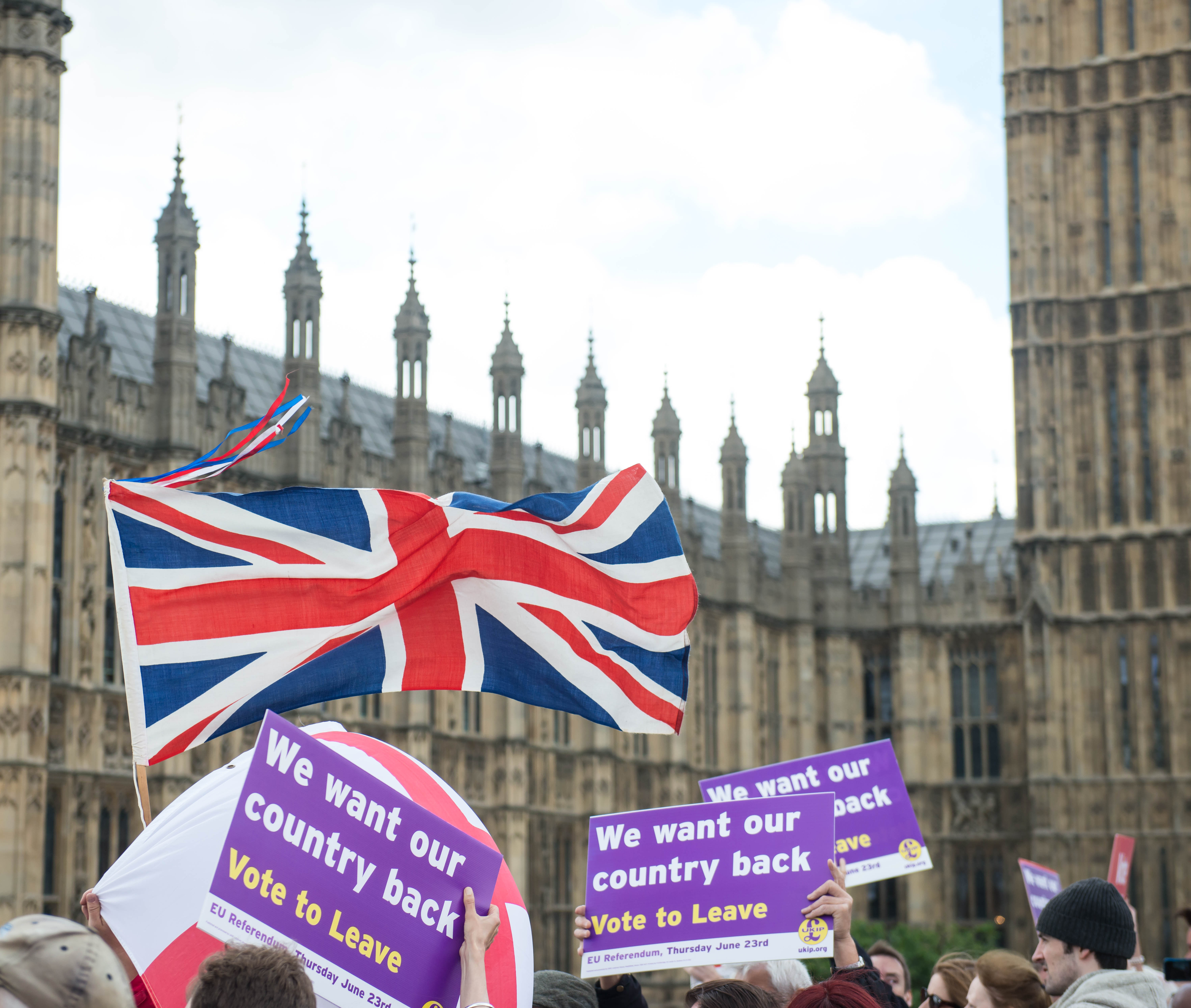 Campaigners join Nigel Farage, leader of the UK Independence Party, in their support for the 'Leave' campaign for the upcoming EU Referendum aboard a boat on the River Thames on June 15, 2016 in London, England.
