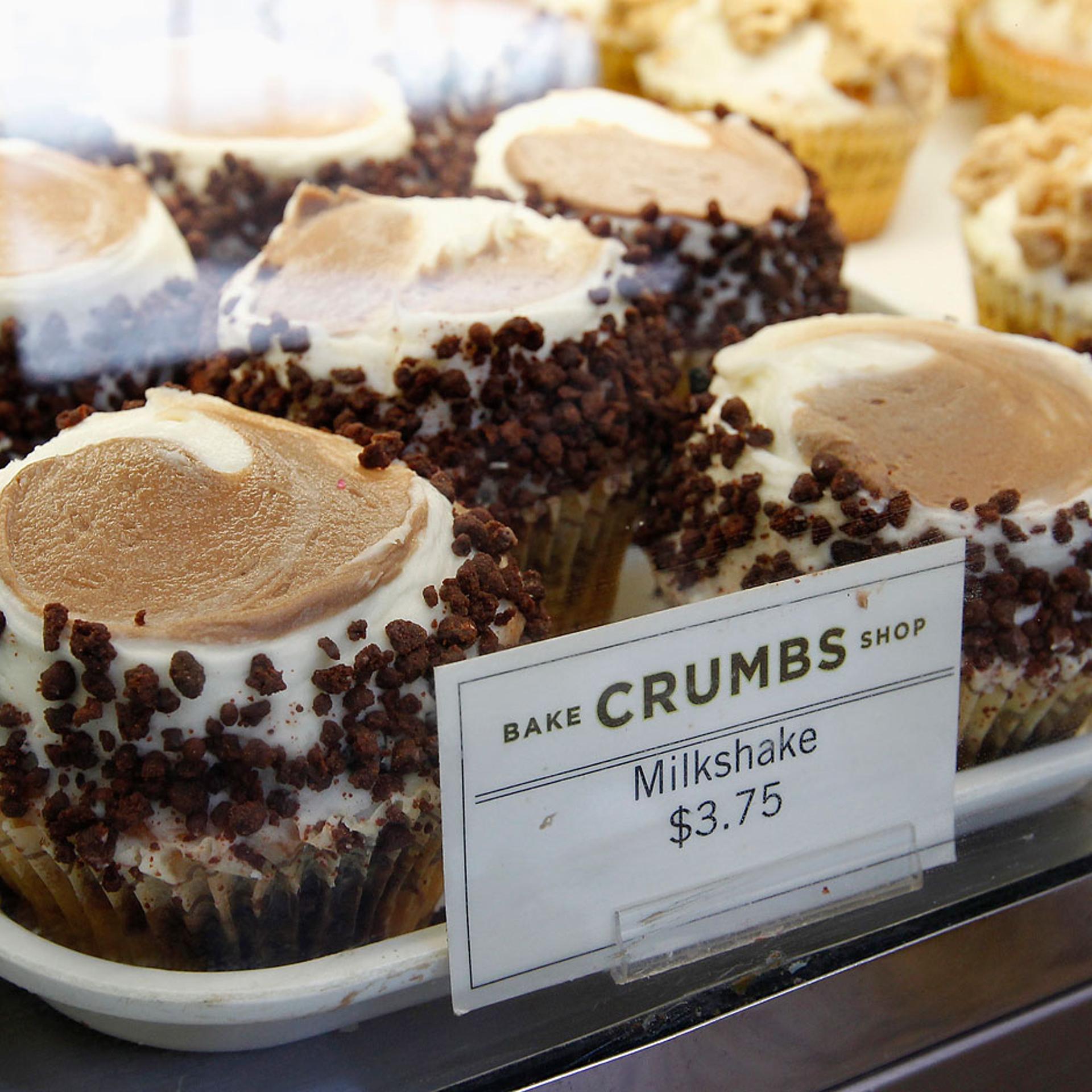 A tray of cupcakes is pictured at a Crumbs Bake Shop, which specializes in over 50 varieties of cupcakes, in Hollywood, California