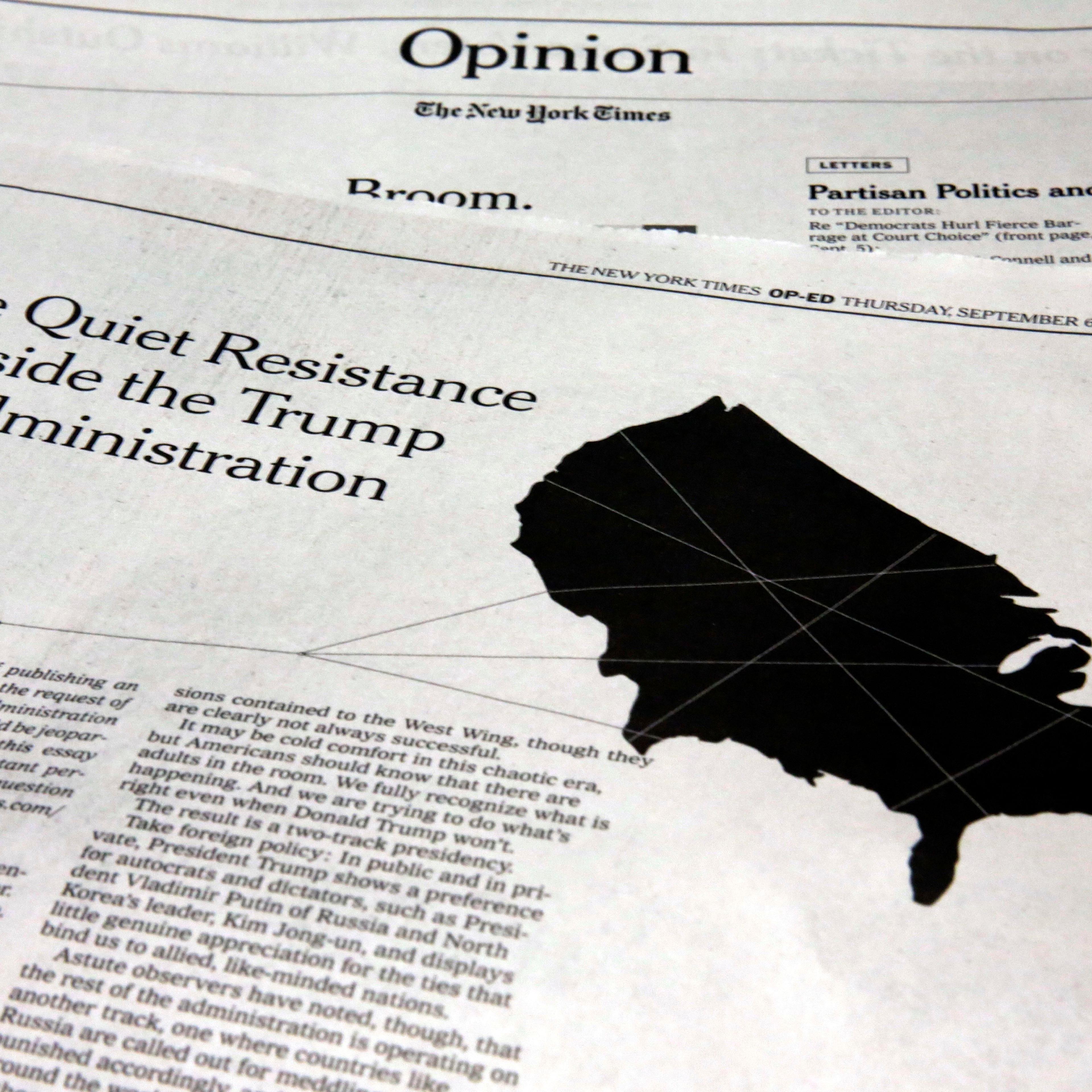 The New York Times op-ed discussing mayhem in the White House