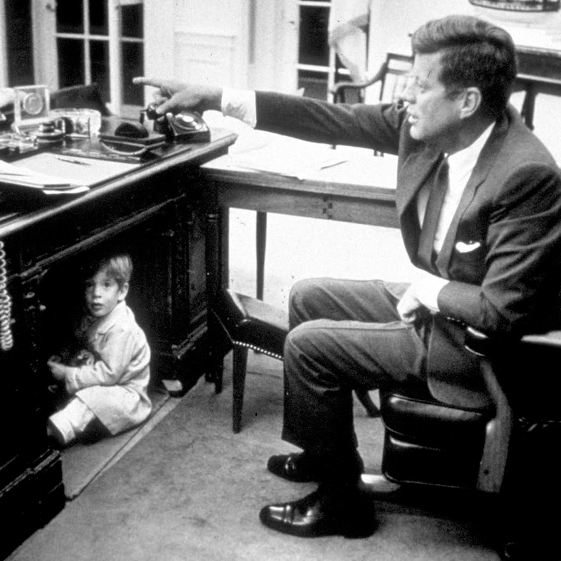 John Kennedy Jr. playing in the Oval Office at the White House, Washington, D.C., Oct. 15, 1963