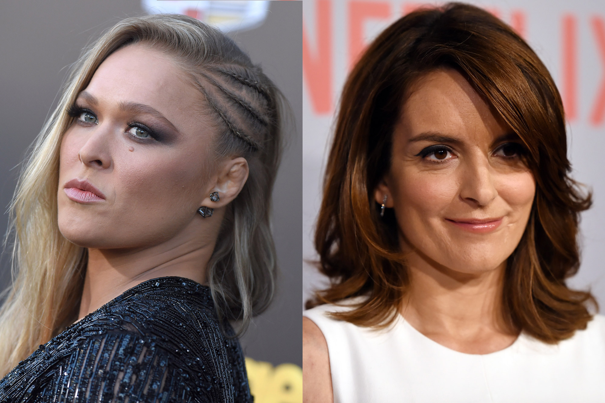 Ronda Rousey in West Hollywood, CA on June 1, 2015 (R); Tina Fey in West Hollywood, CA on June 7, 2015.
