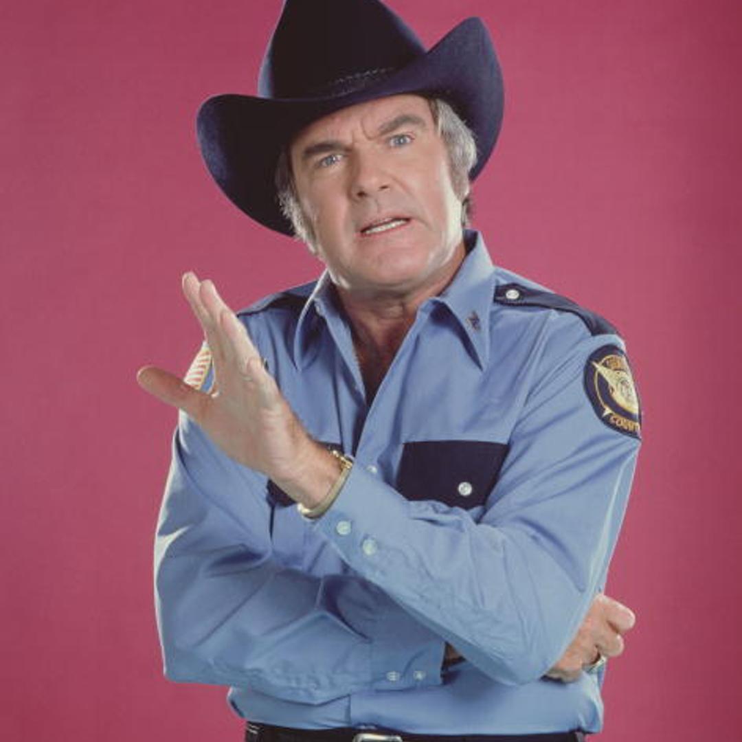 Actor James Best as Sheriff Roscoe P. Coltrane on the television series 'The Dukes of Hazzard,' 1982.