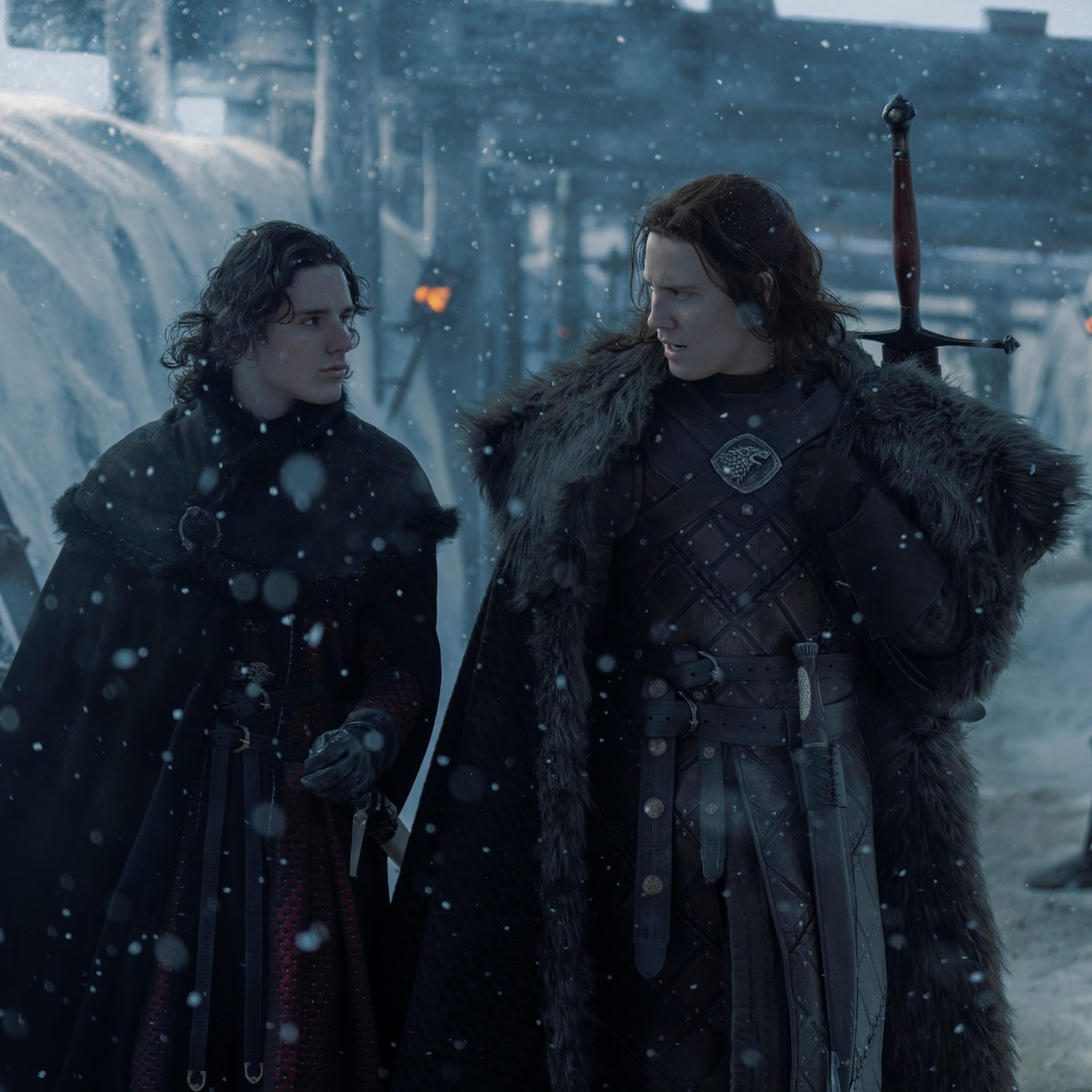 Harry Collett as Jacaerys Targaryen and Tom Taylor as Cregan Stark in 'House of the Dragon' Season 2.