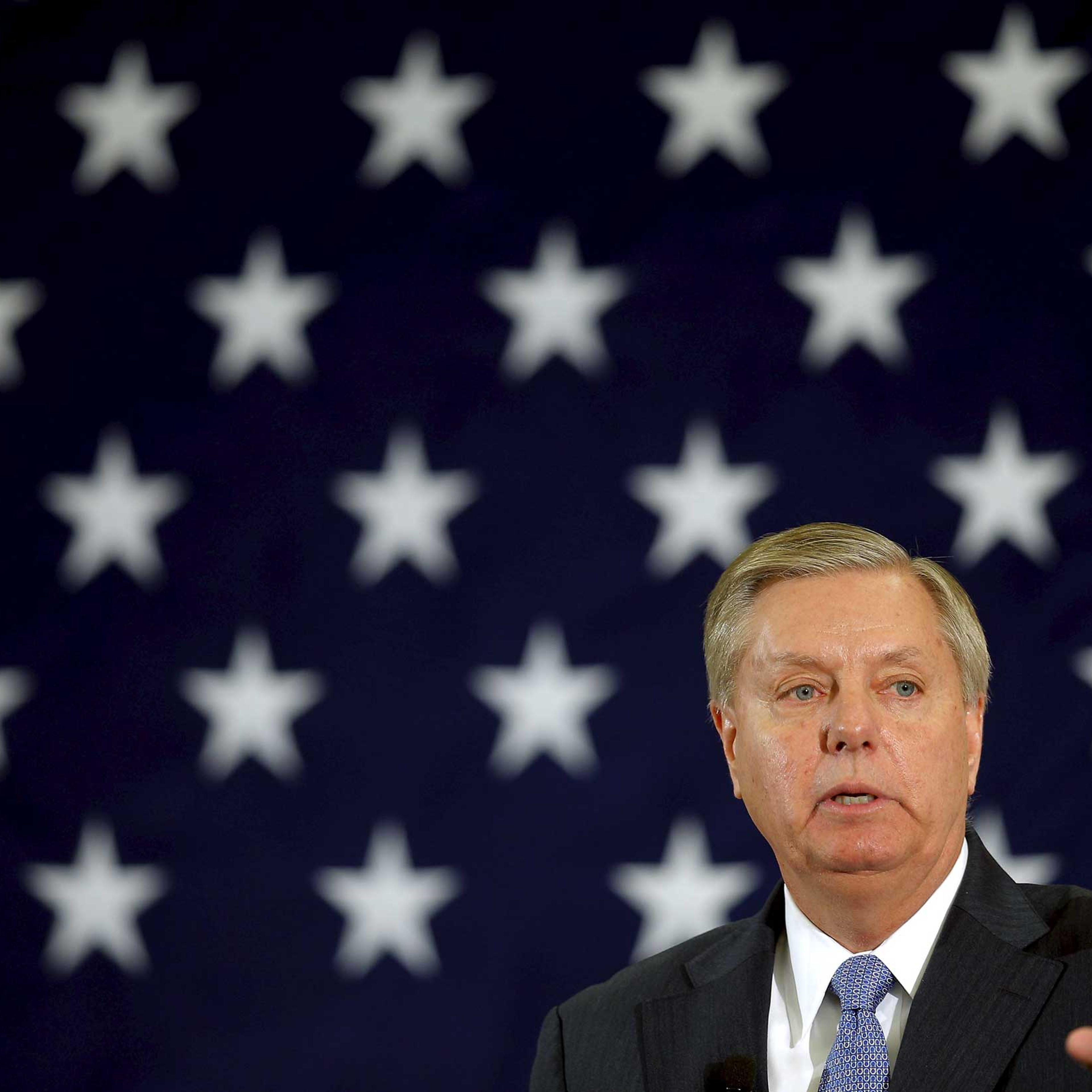 Potential Republican 2016 presidential candidate U.S. Senator Lindsey Graham (R-SC) speaks at the First in the Nation Republican Leadership Conference in Nashua, New Hampshire, April 18, 2015.