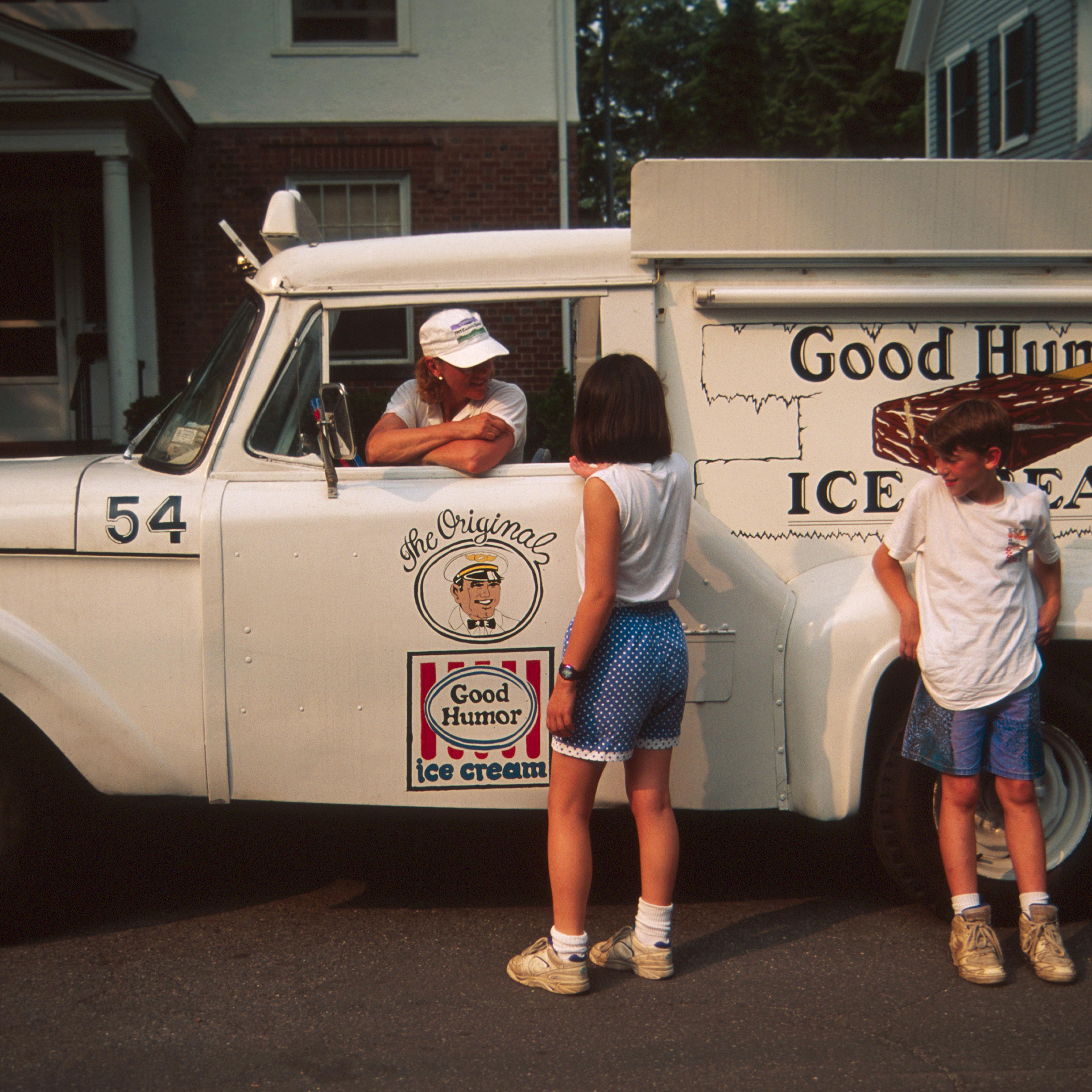 Good Humor Ice Cream Truck, Customers Talking To Driver.