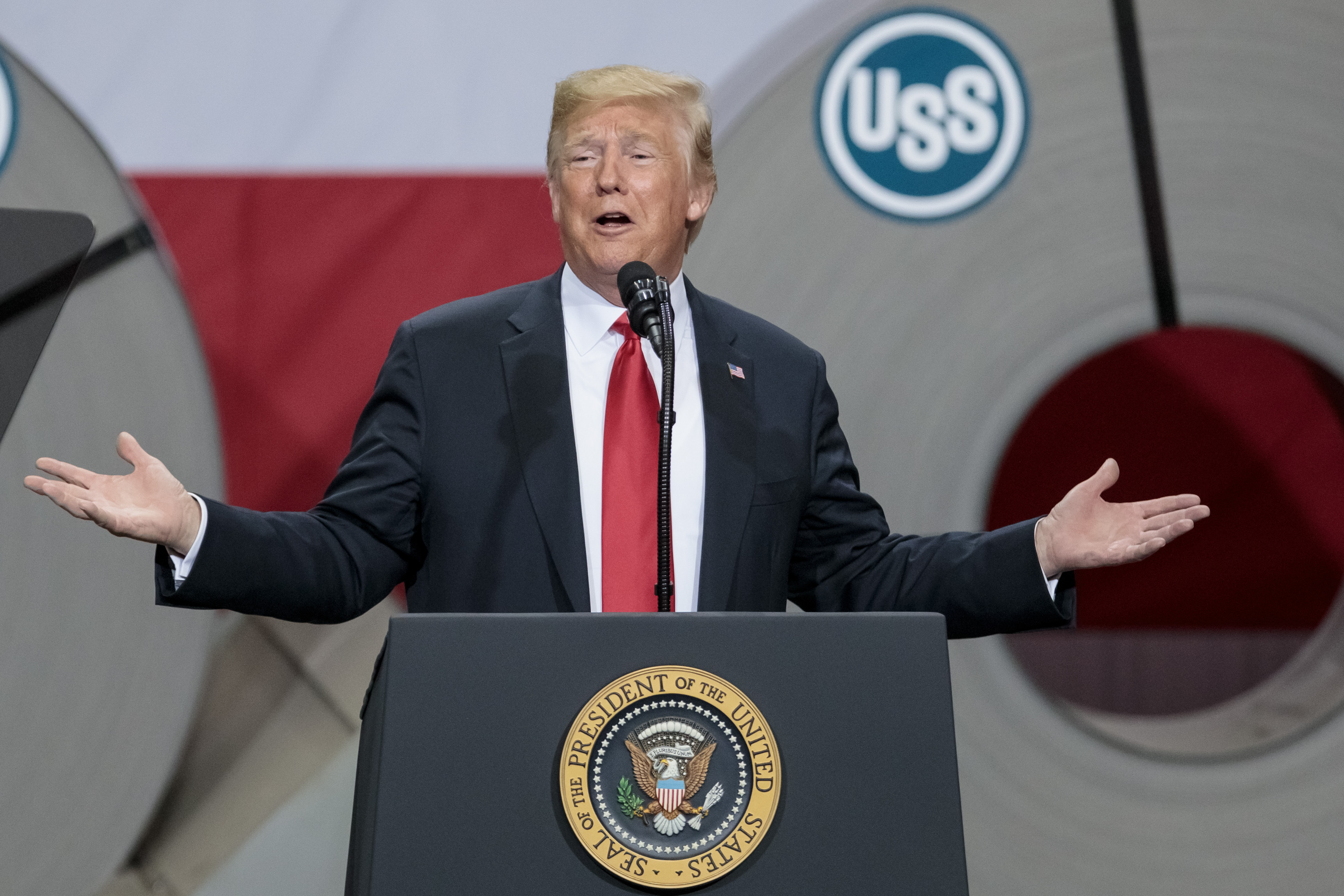 President Trump Discusses Trade And Tariffs At Illinois Steel Plant