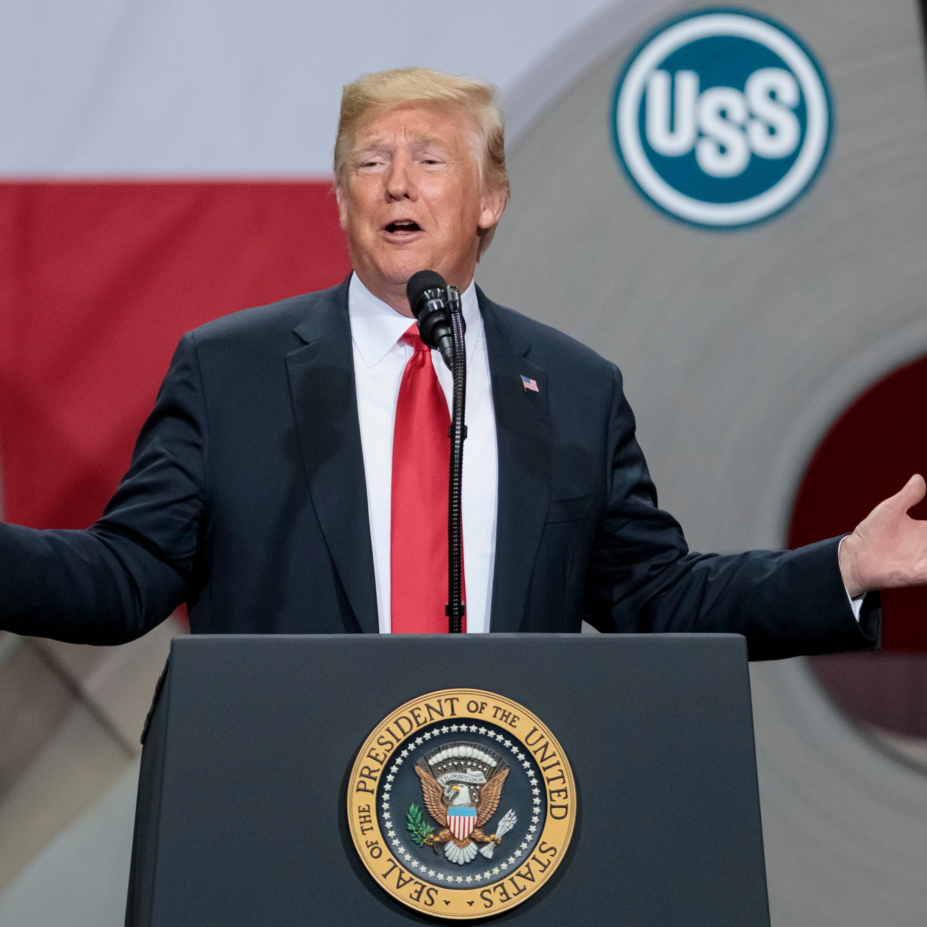 President Trump Discusses Trade And Tariffs At Illinois Steel Plant