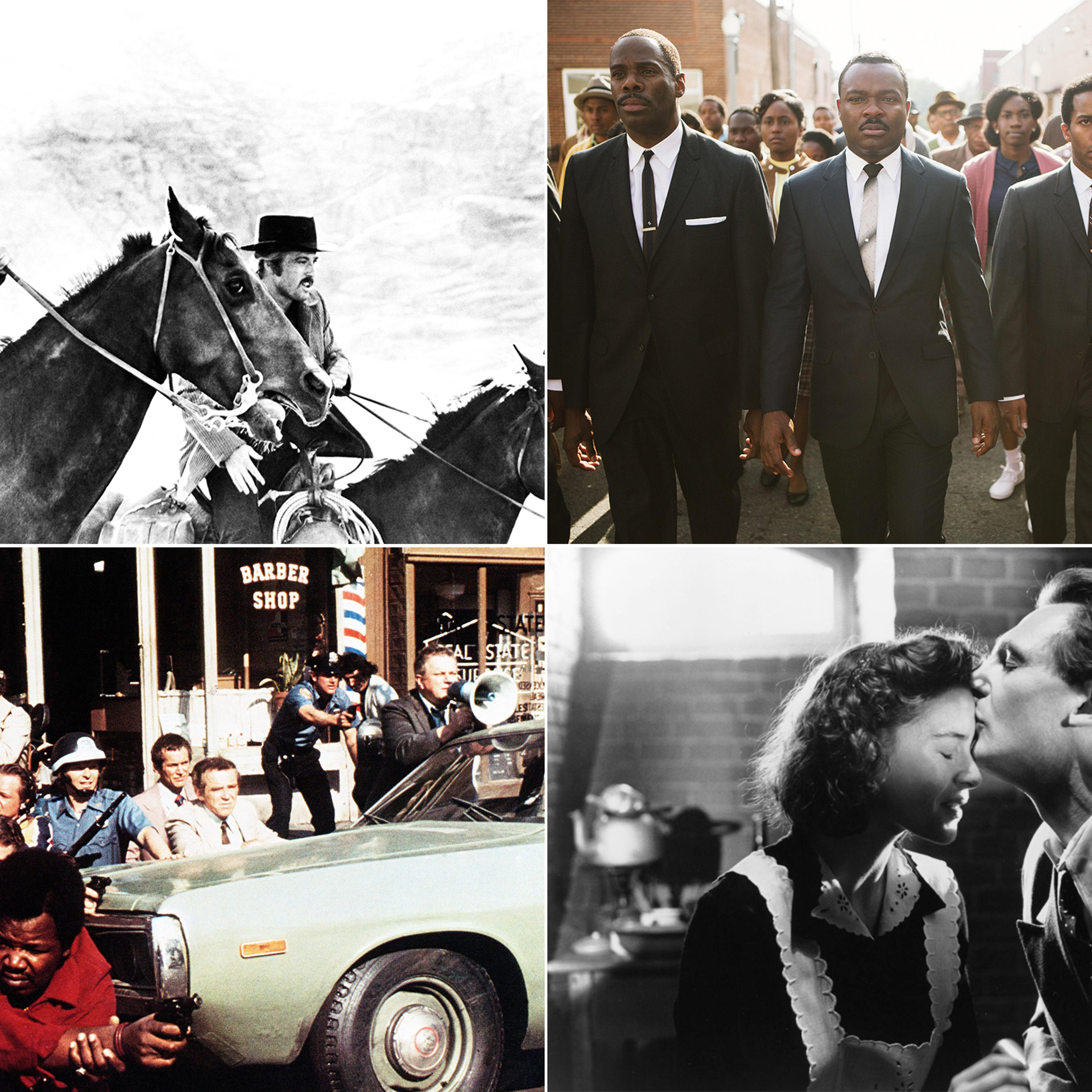 Clockwise from top left: Butch Cassidy and the Sundance Kid (1969); Selma (2014); Schindler’s List (1993); Dog Day Afternoon (1975)