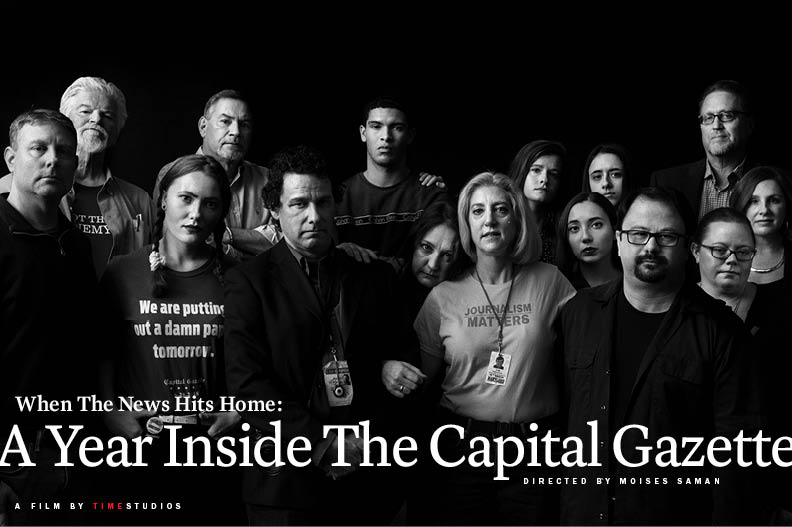 The staff of the Capital Gazette, on Dec. 9, 2018, in Washington.  