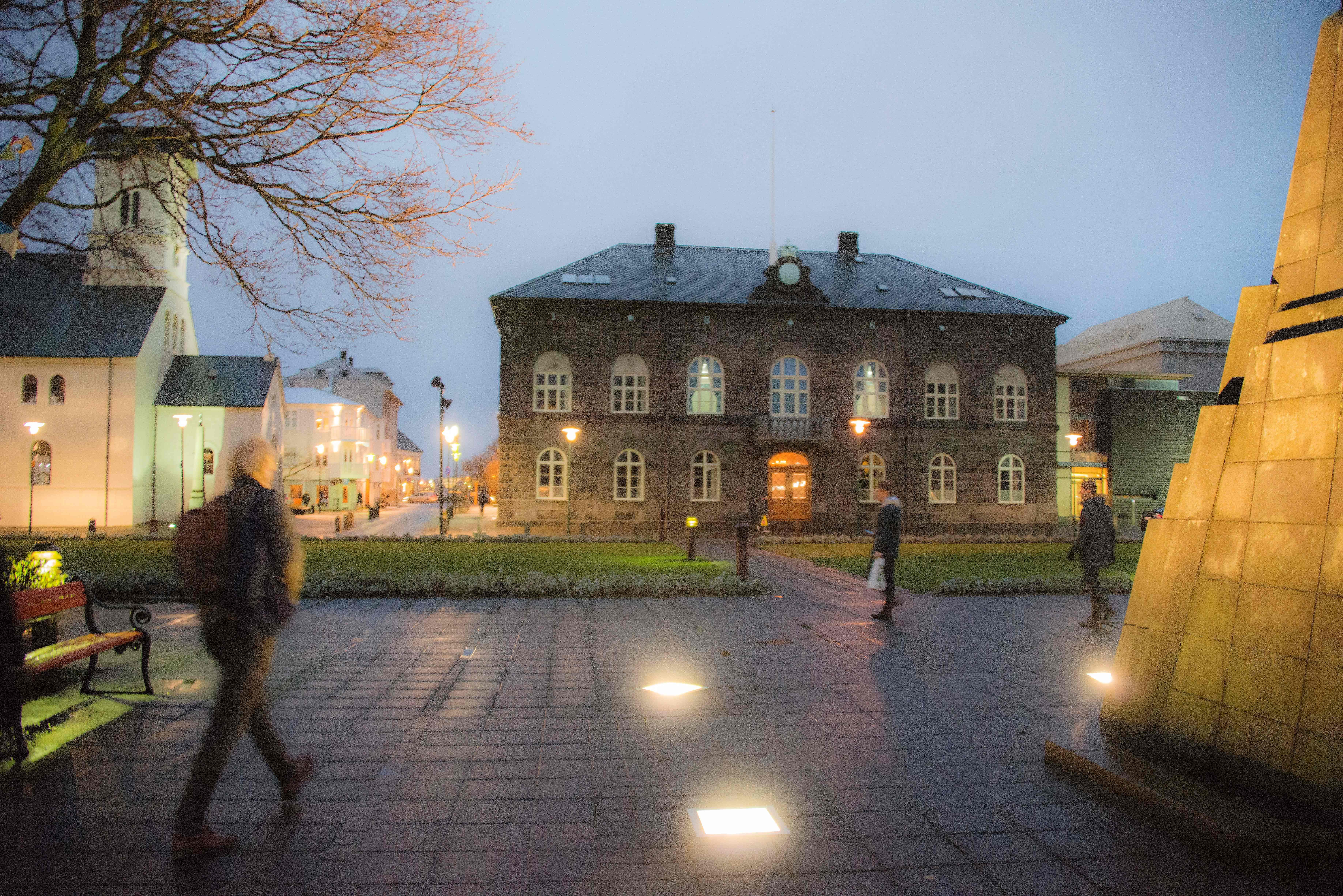The parliament building is pictured on October 29, 2016 in Reykjavik during the snap general election.