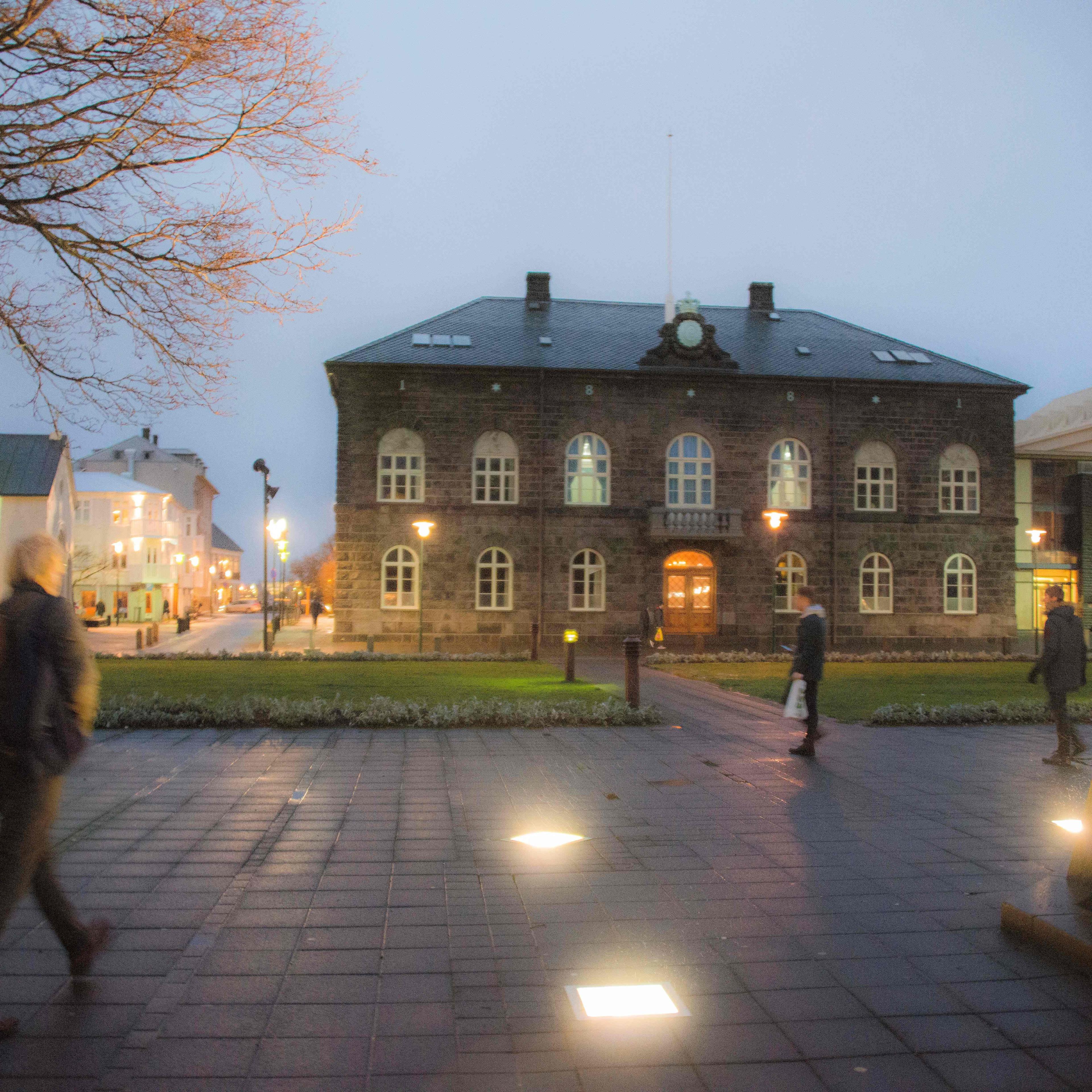 The parliament building is pictured on October 29, 2016 in Reykjavik during the snap general election.