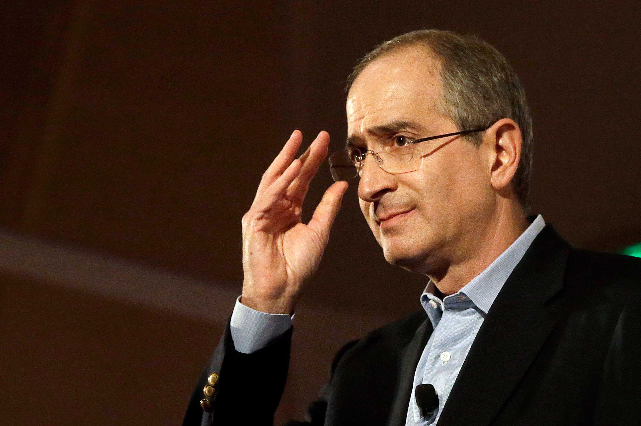 Comcast Corporation chairman &amp; CEO Brian Roberts speaks at a Comcast presentation at the Contemporary Jewish Museum in San Francisco, Nov. 12, 2014.