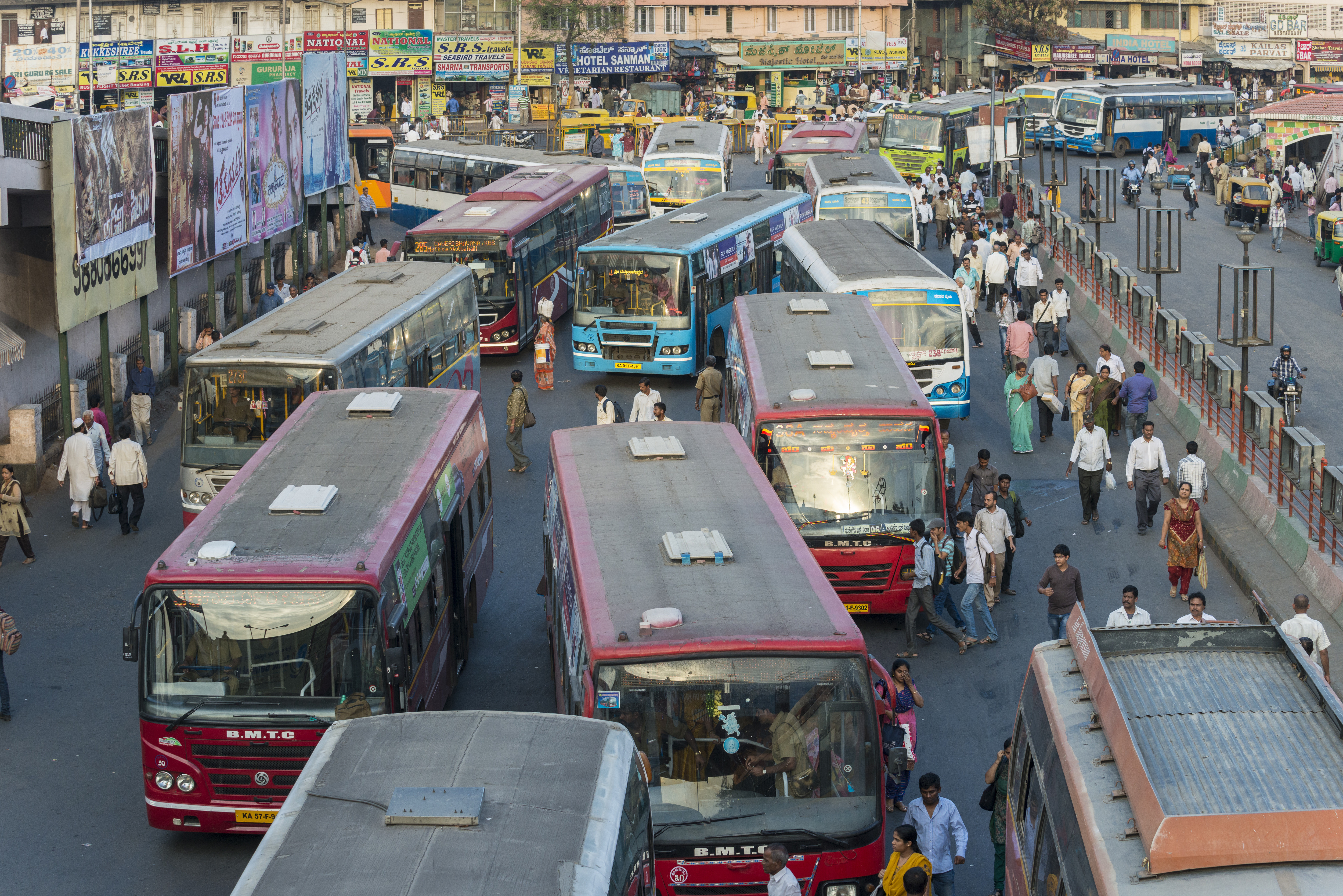 Chaotic bus traffic at Kempegowda Bus Station, more commonly