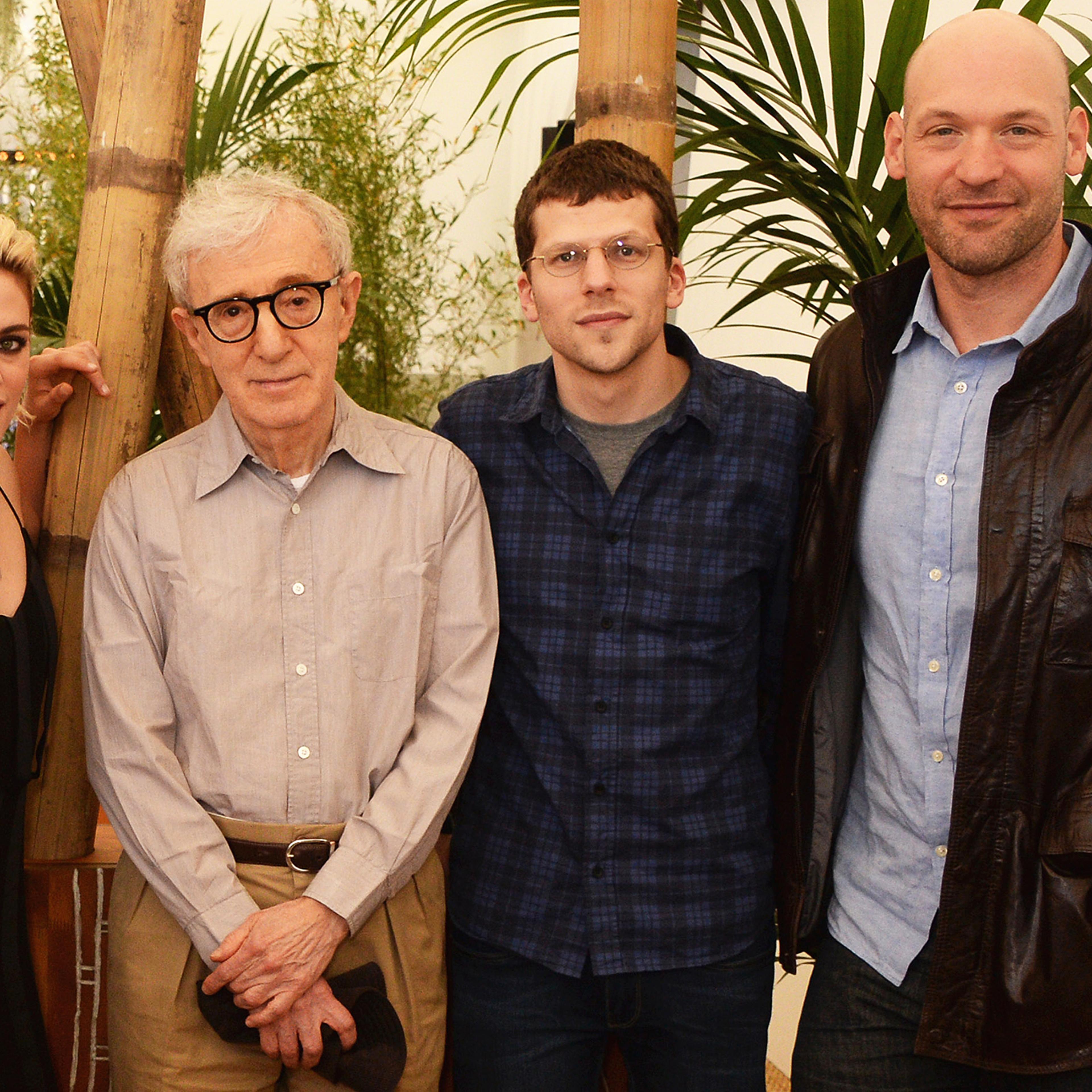 From left: Kristen Stewart, Woody Allen, Jesse Eisenberg and Corey Stoll on May 12, 2016 in Cannes, France.