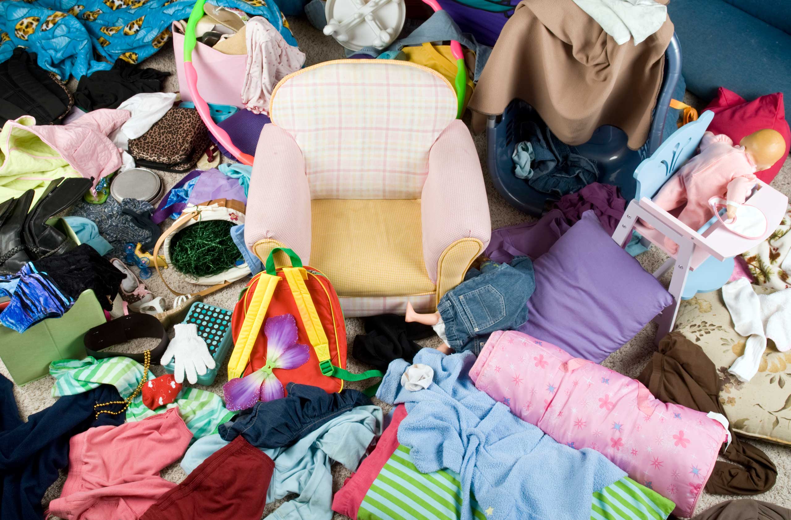 A stock photo of a messy room
